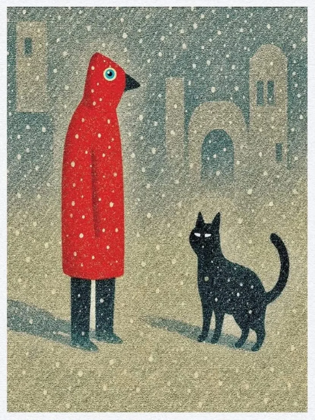 This is the solstice
The still point of the sun
It&rsquo;s cusp and midnight
The year&rsquo;s threshold and unlocking
Where the past lets go and becomes the future

~Margaret Atwood 🎨 Mr Bird and The Cat