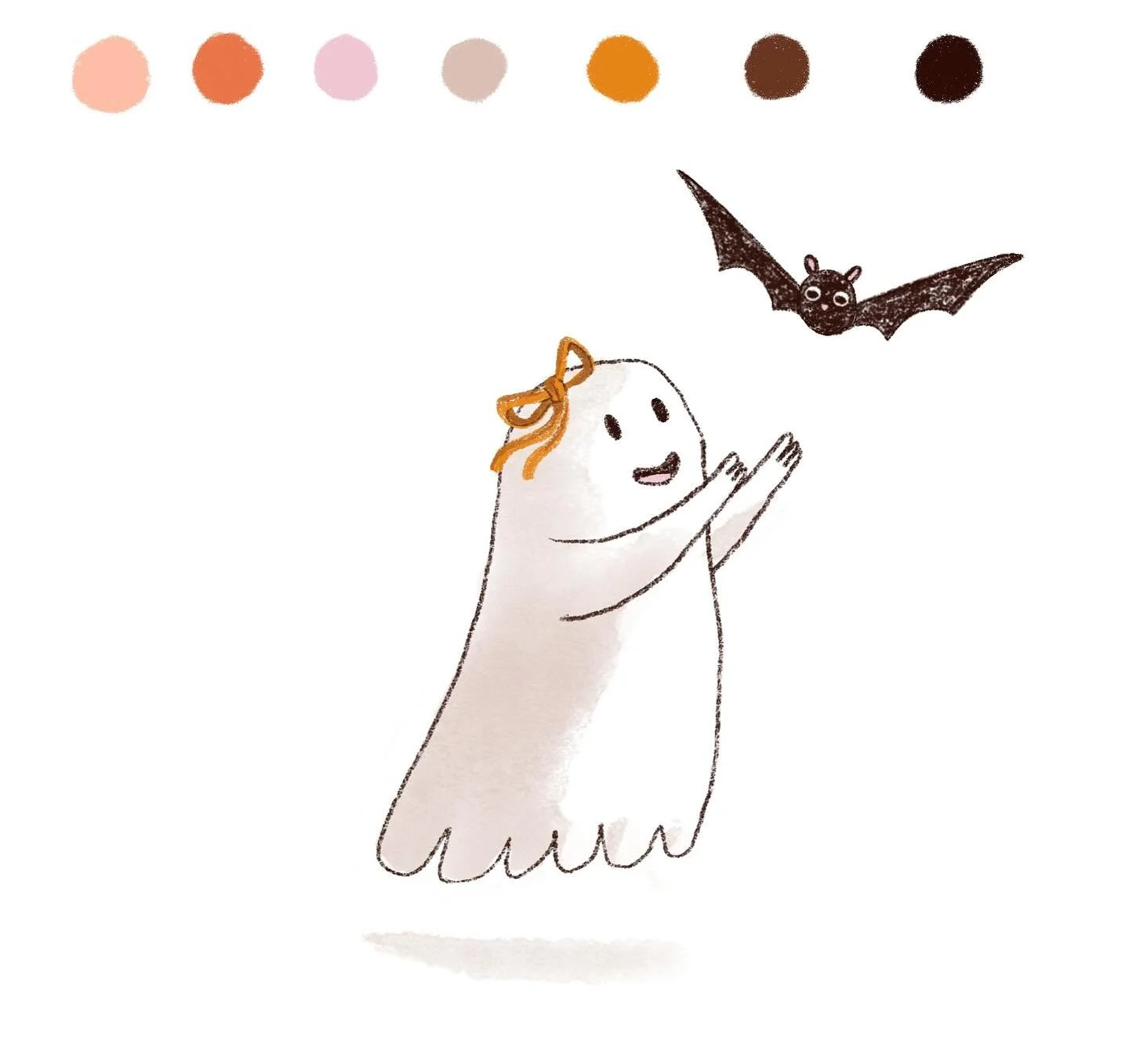 Hello October 🥹👻🧡🦇 

@luddingtoncreative #luddingtoncreative 
#illustration #kidslit #childrenbookstagram #childrenbookart #ghostly #cuteghost #halloween #autumnmood #illustratorforhire #kidsbooks #october🍁 #october1st