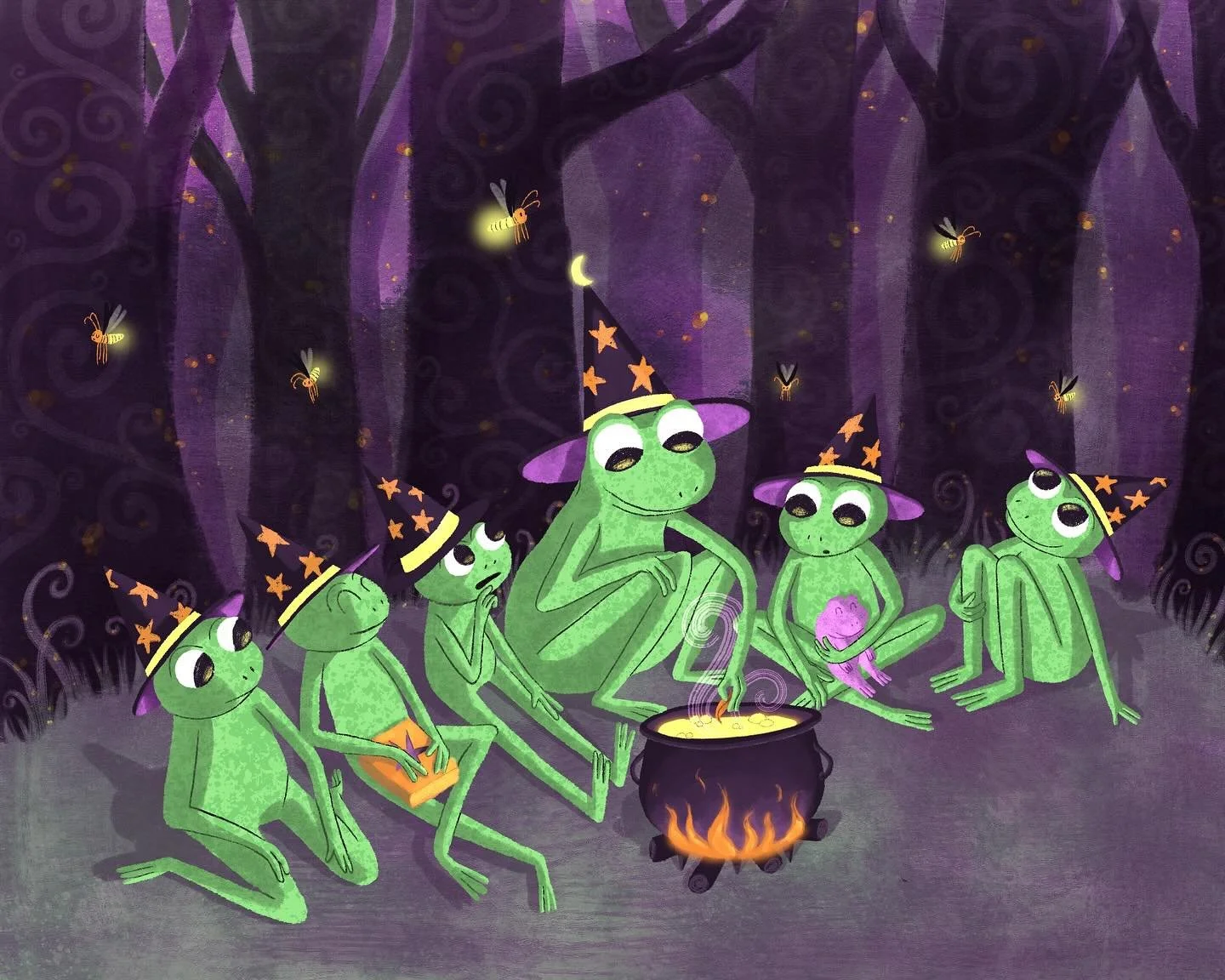 &ldquo;Around their teacher, bright and green,
They stir a sparkly, twinkly scene.
The cauldron bubbles, soft and light,
And magic dances through the night.&rdquo;

✨ 🐸 💜 ✨ 🐸 💜 ✨ 🐸 💜 ✨ 🐸 💜

#luddingtoncreative @luddingtoncreative #halloween🎃