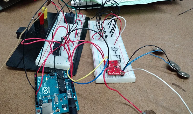 Arduino prototyping capacitive touch buttons.