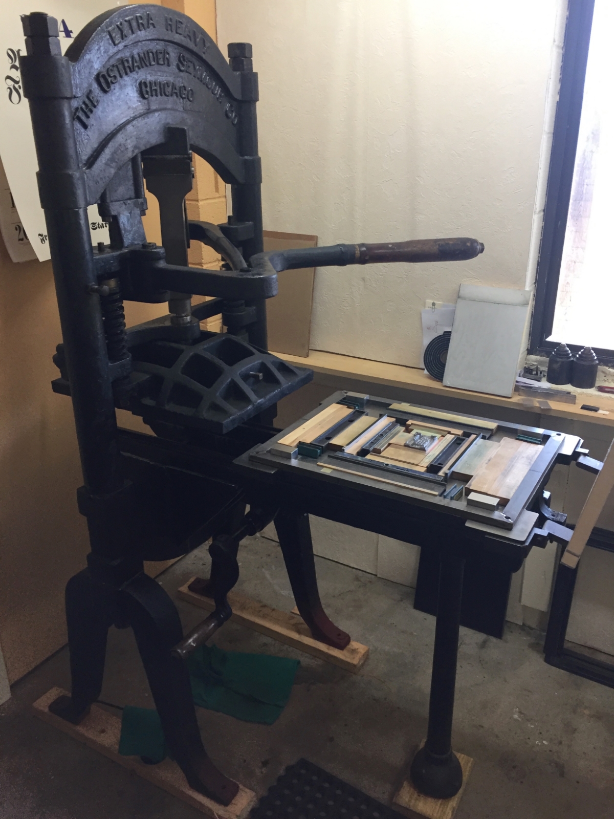 "Ben," our circa-1915 iron handpress.