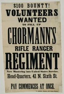 Civil War recruitment poster. From the International Printing Museum website. http://www.printmuseum.org/museum/wood-type-2/
