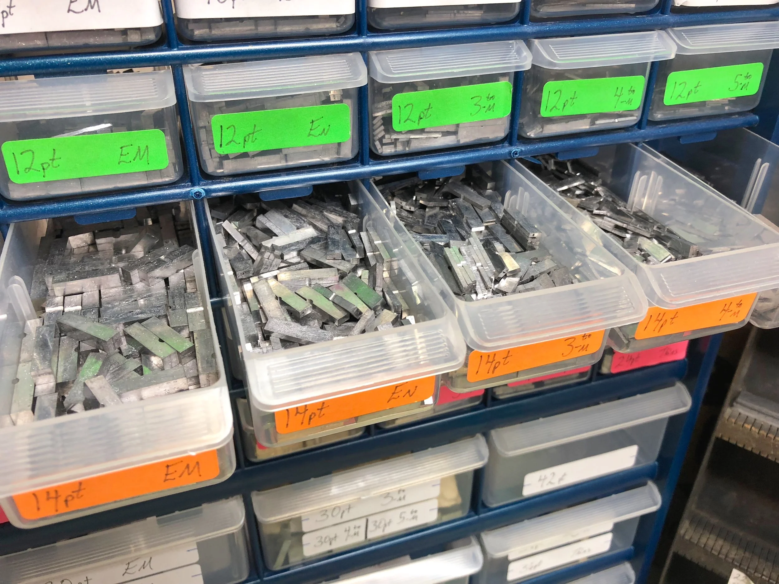 Spacing material, in various standard point sizes and widths.