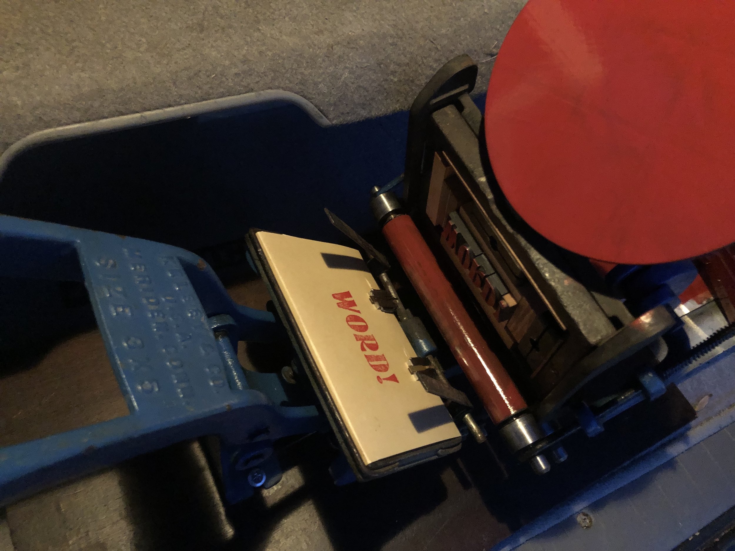 The 1930s-era traveling printing press.