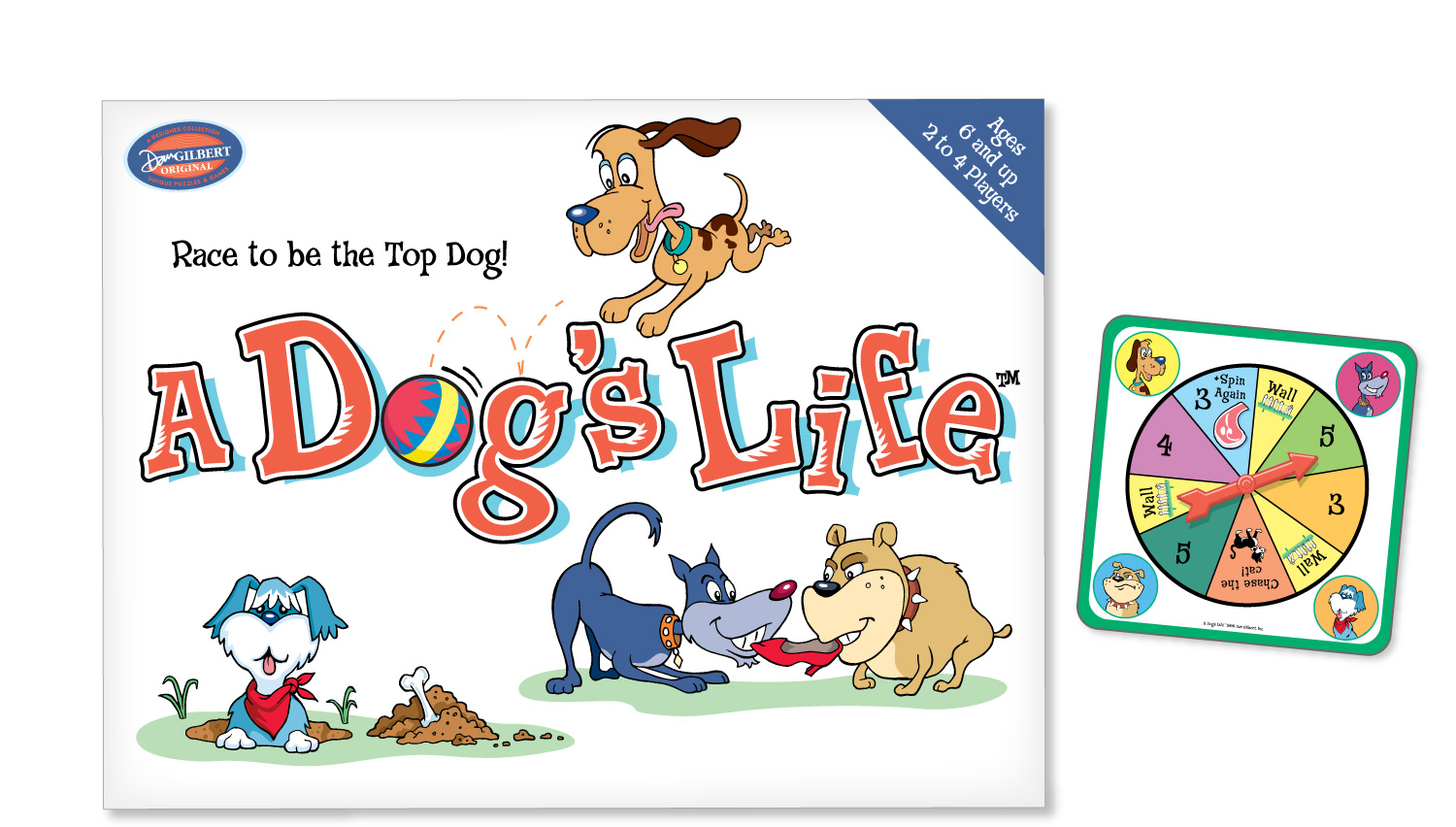 "A Dog's Life" box and game pieces for Dan Gilbert Originals