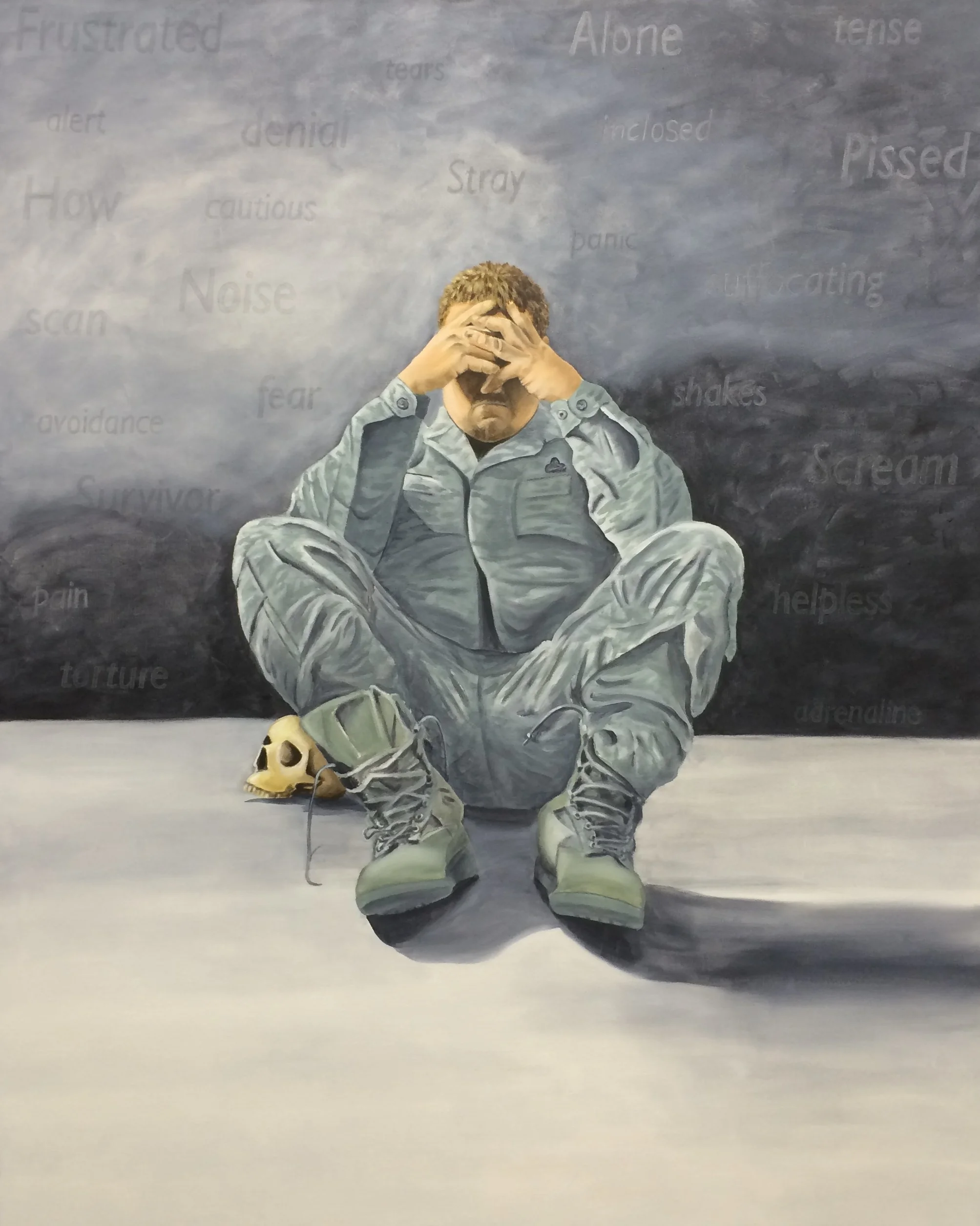 "The Elements," 2015, oil/watercolor pencil on canvas, 60 x 48