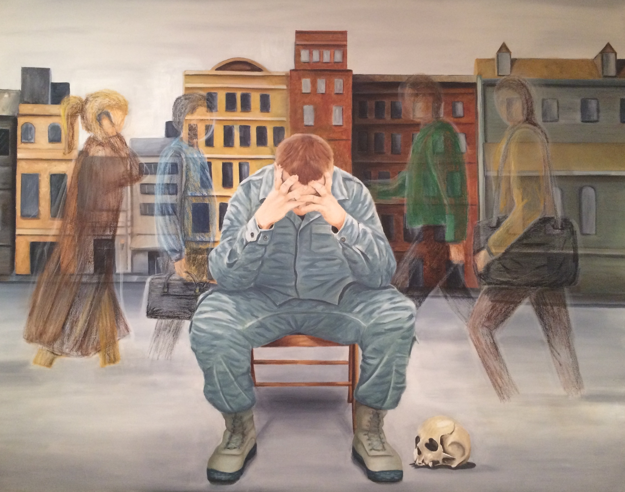 "How II," 2015, oil paint/oil pastel on canvas, 48 x 40