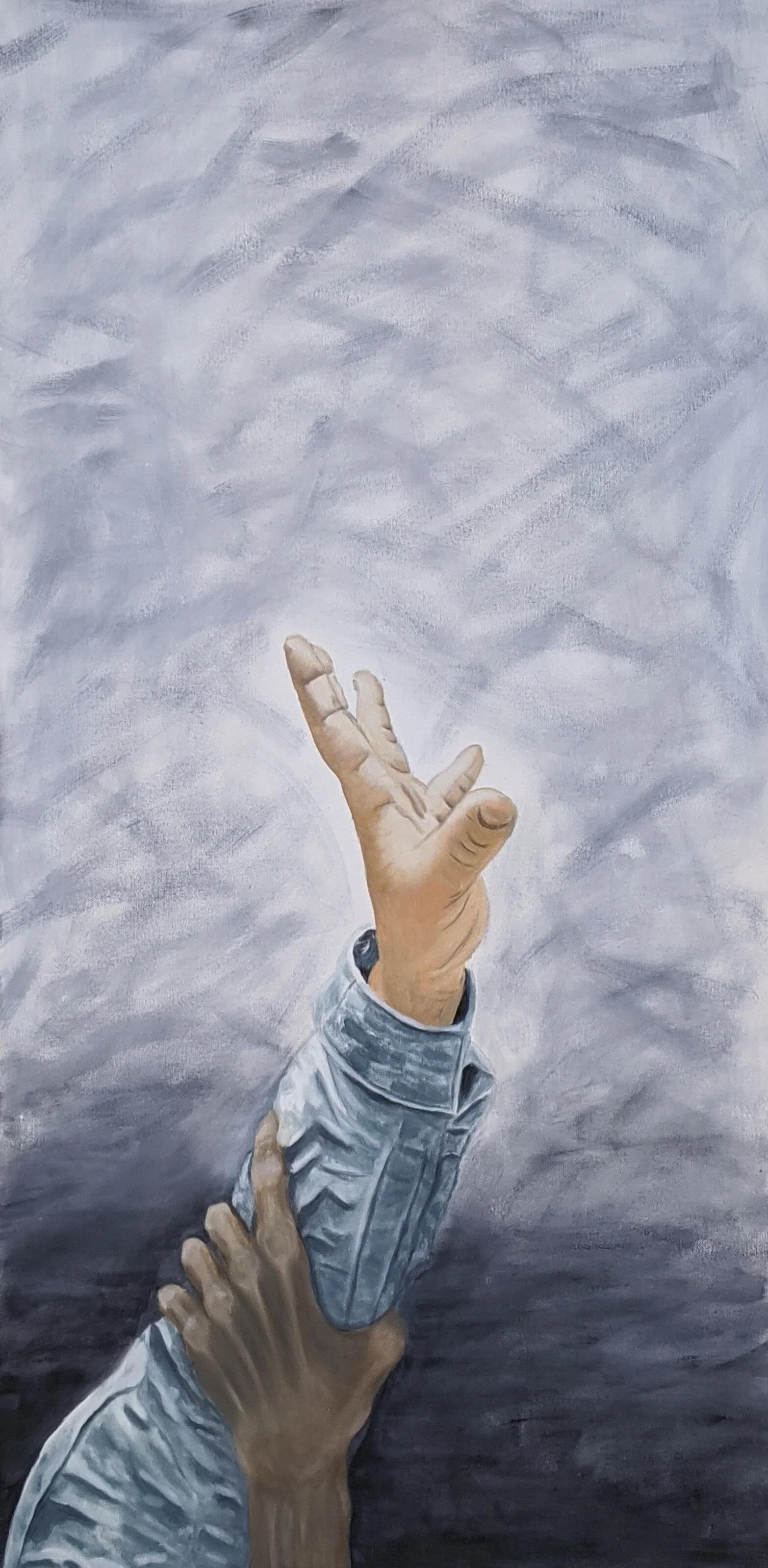 "Tug of War," 2015, oil on canvas, 48 x 24