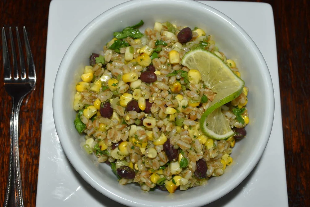 Farro/Roasted Corn Salad with Lime Cilantro Dressing