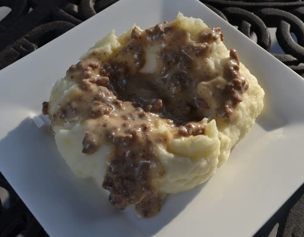 Mashed Potatoes and Hamburger Gravy
