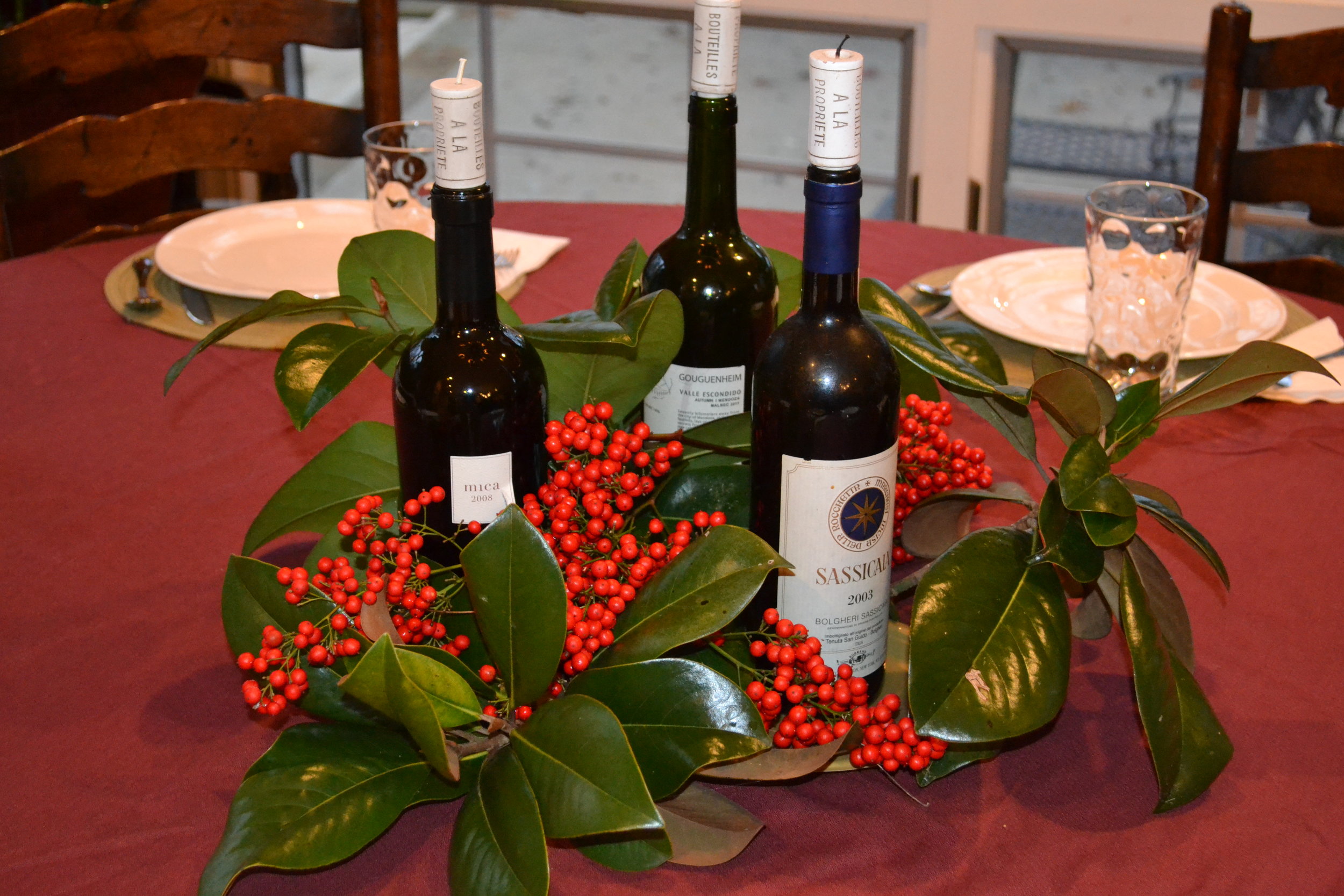 Save your favorite empty wine bottles and turn them into candle holders.