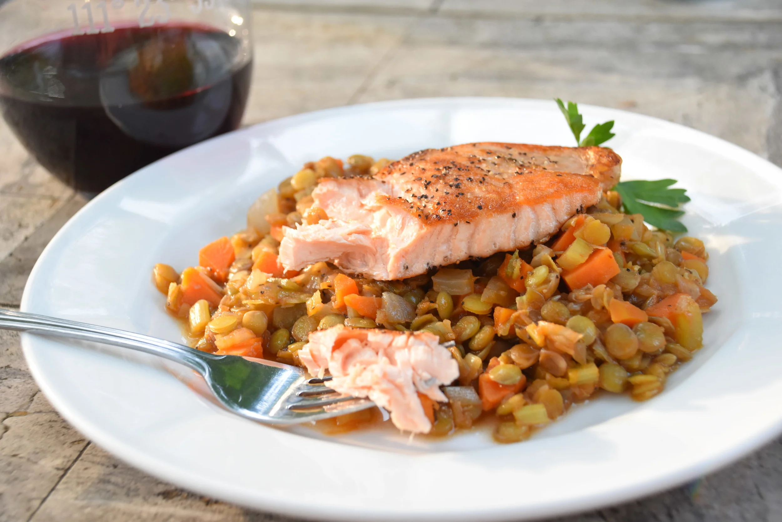 Lentils and Salmon