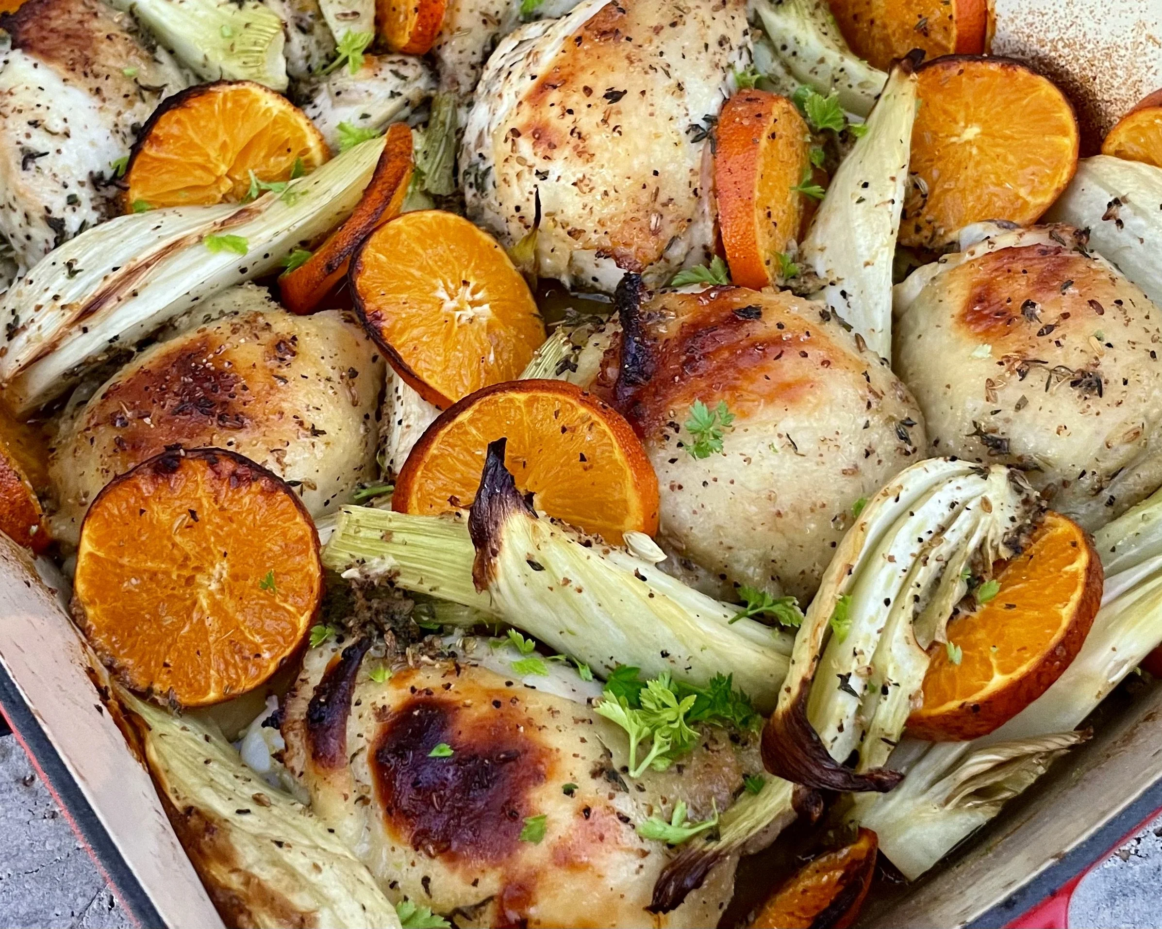 Roasted Chicken with Fennel and Oranges