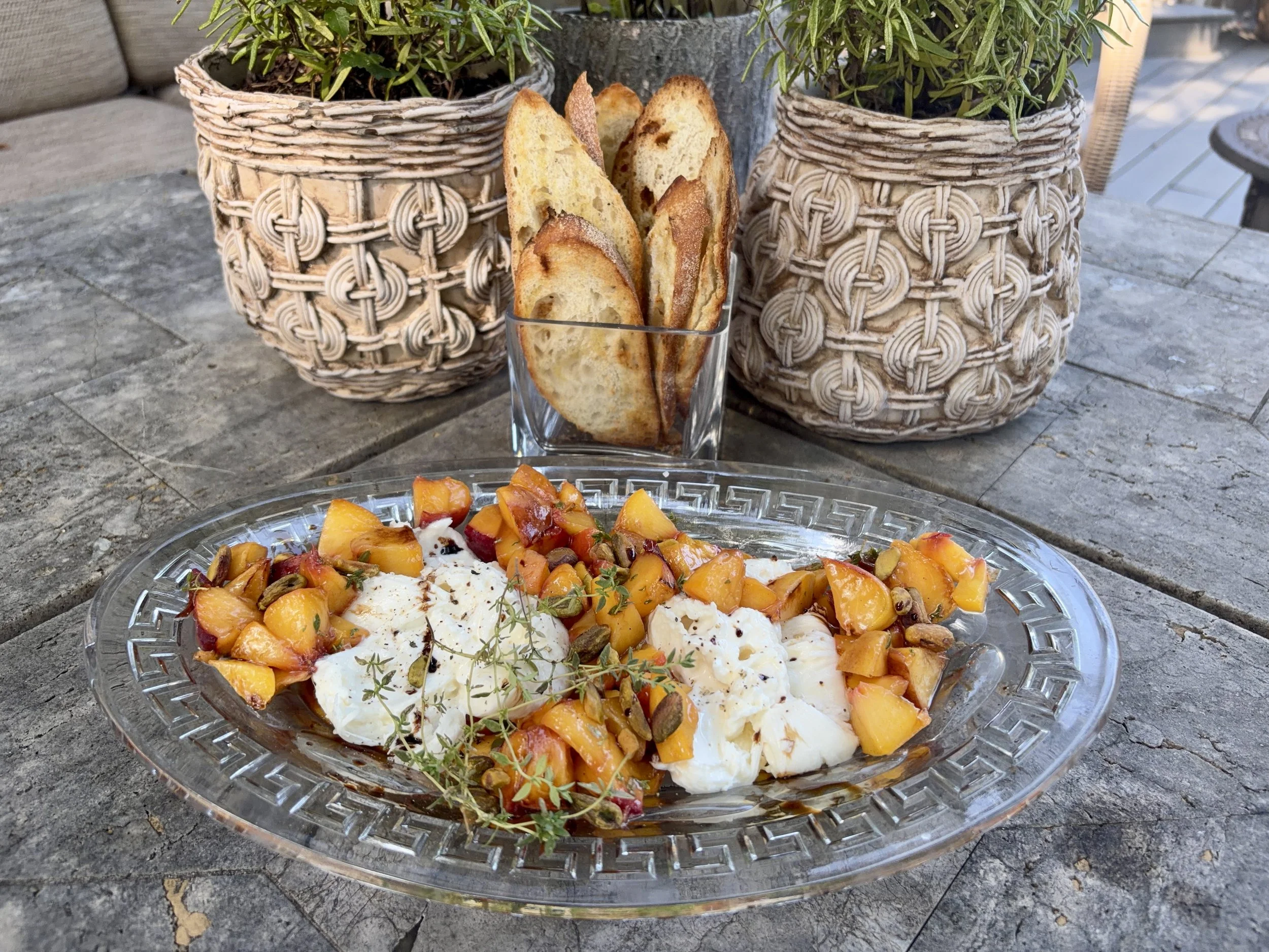 Peaches and Burrata Appetizer