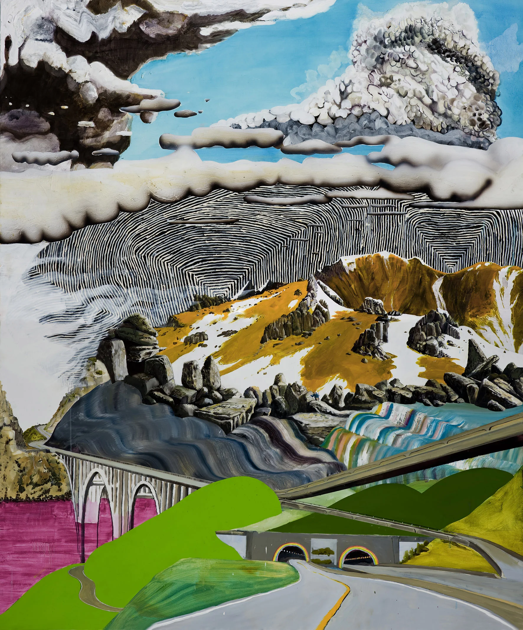 The great indoors, 2013 Acrylic, oil and automotive enamel on linen 180 x 160cm