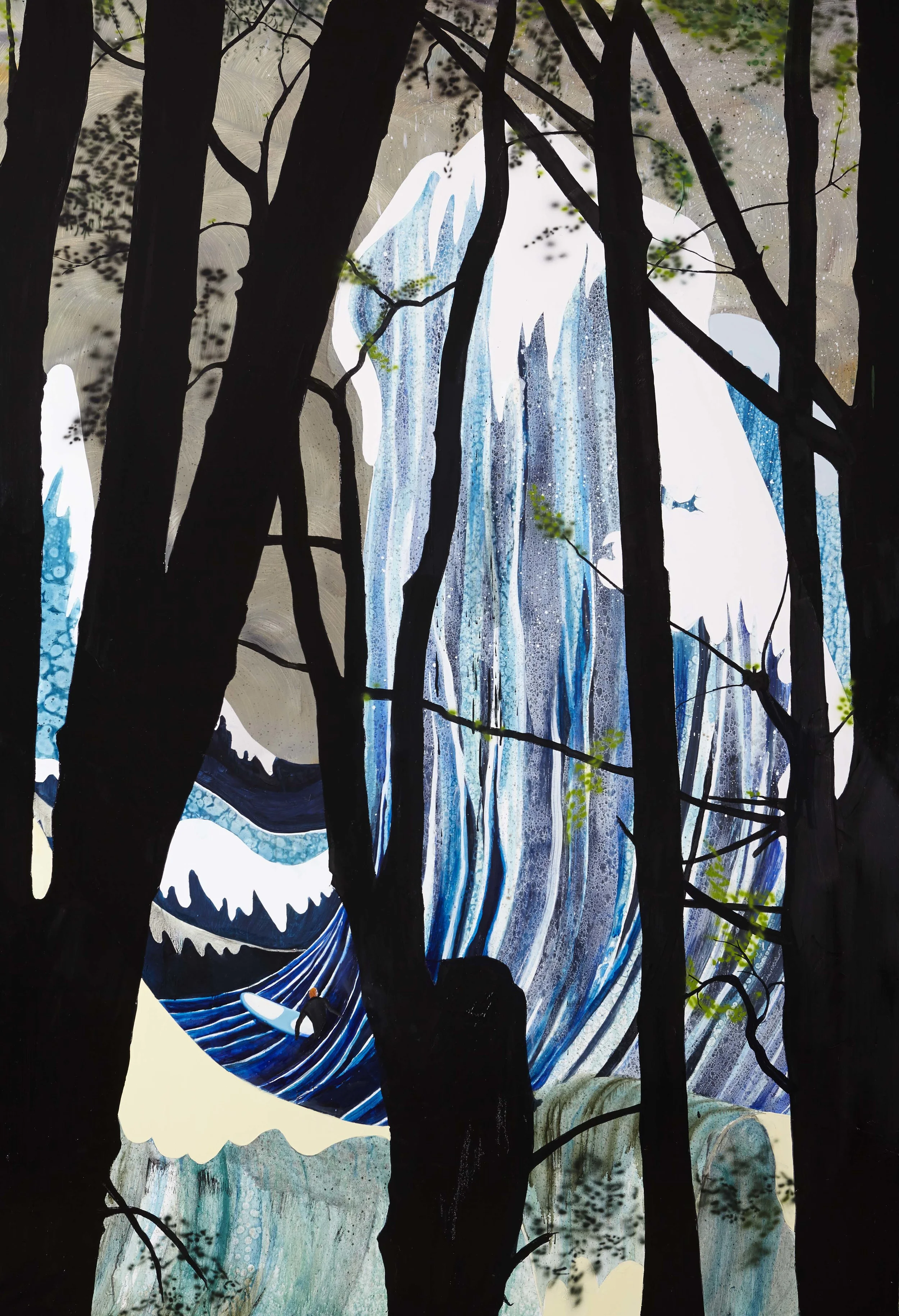 The pines, 2013 Acrylic, oil and automotive enamel on linen 200 x 137cm