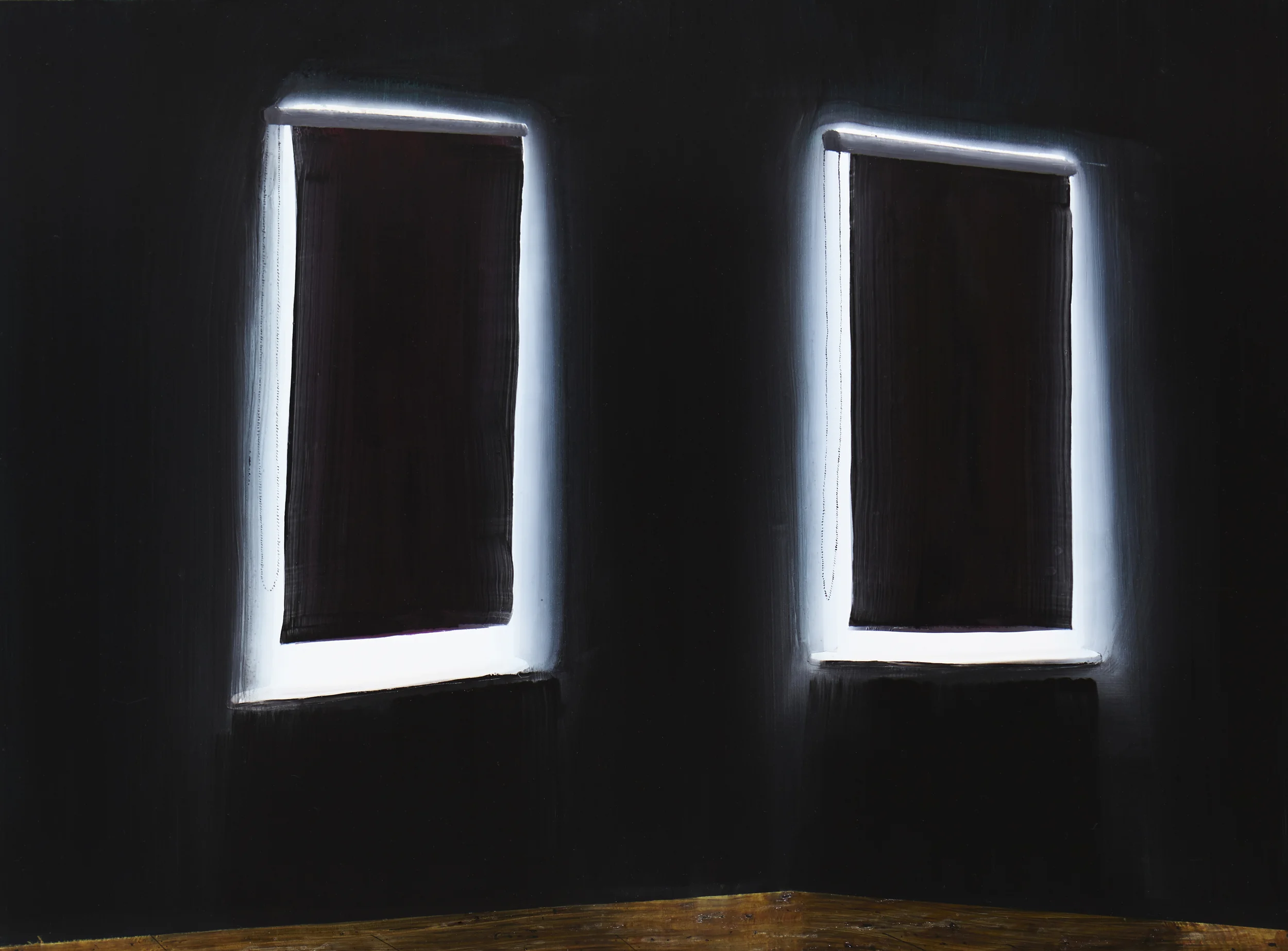 Moving out, 2014 Acrylic, oil and automotive enamel on linen 70 x 120cm
