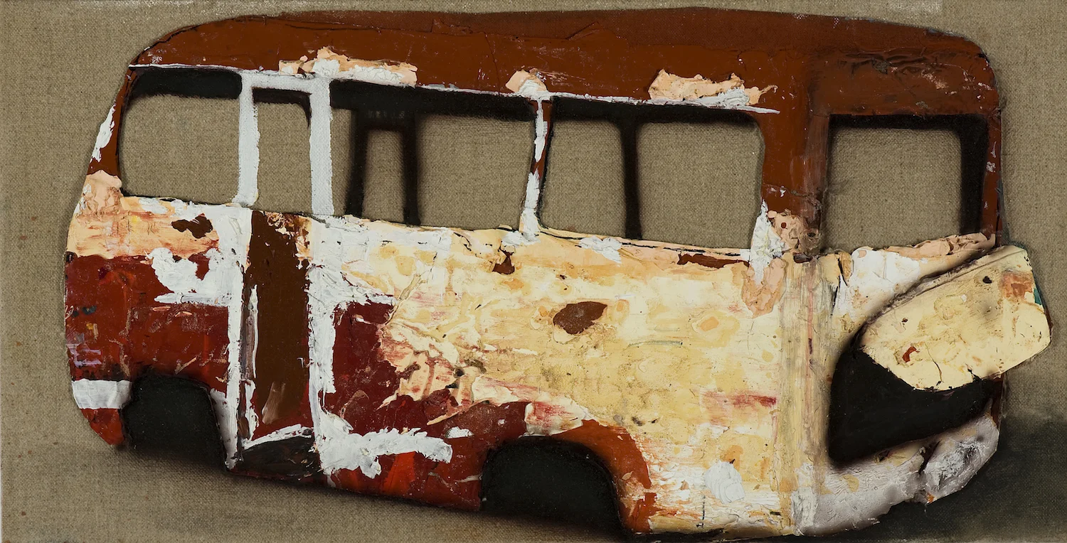 Whitegoods, 2010 Cut up paint skins on linen 30 x 50cm