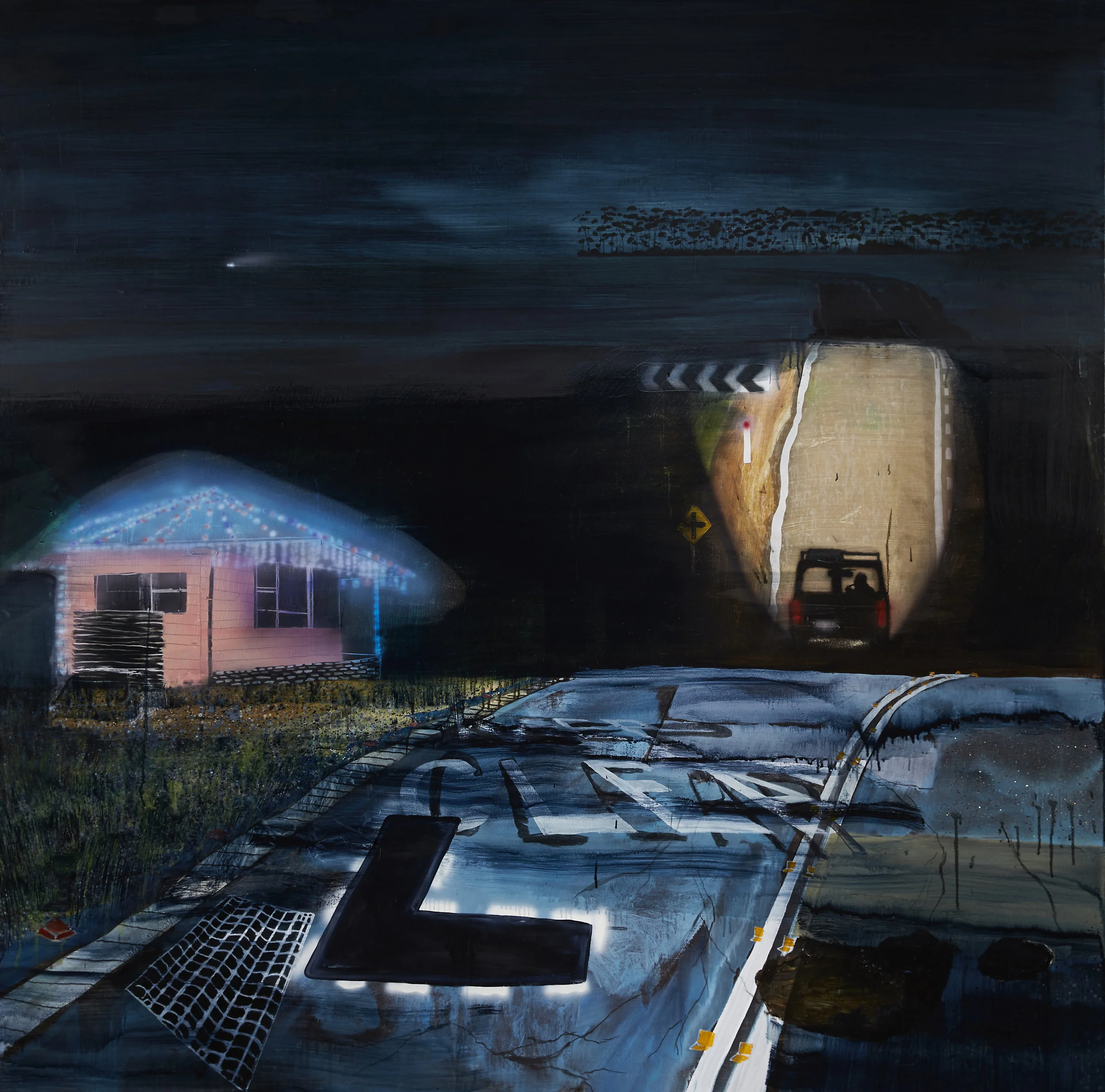 Keep Clear, 2015 Acrylic, oil and enamel on linen 160 x 160cm