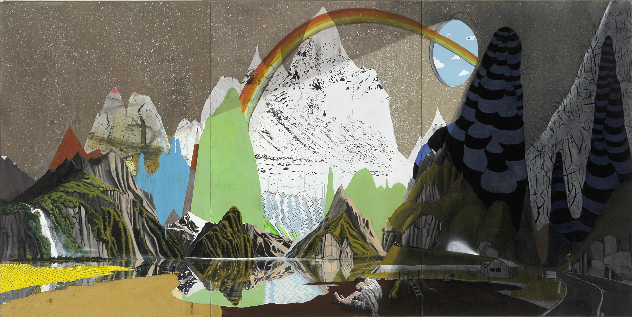 Highs and lows Acrylic, oil and enamel on linen. 180x 450 cm 2008