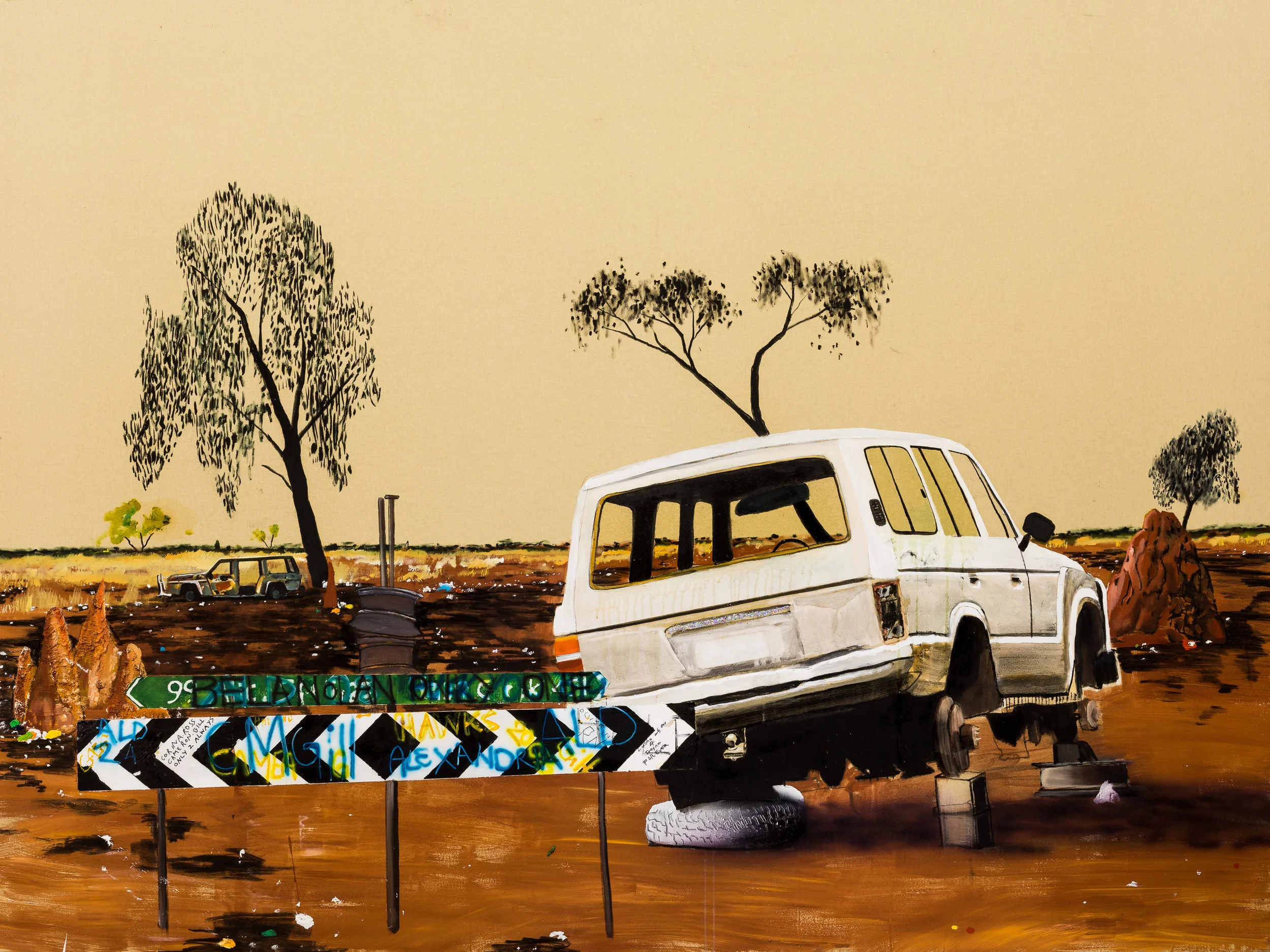 Crossroads (iv) Acrylic, oil and enamel on linen. 150 x 2000 cm 2018