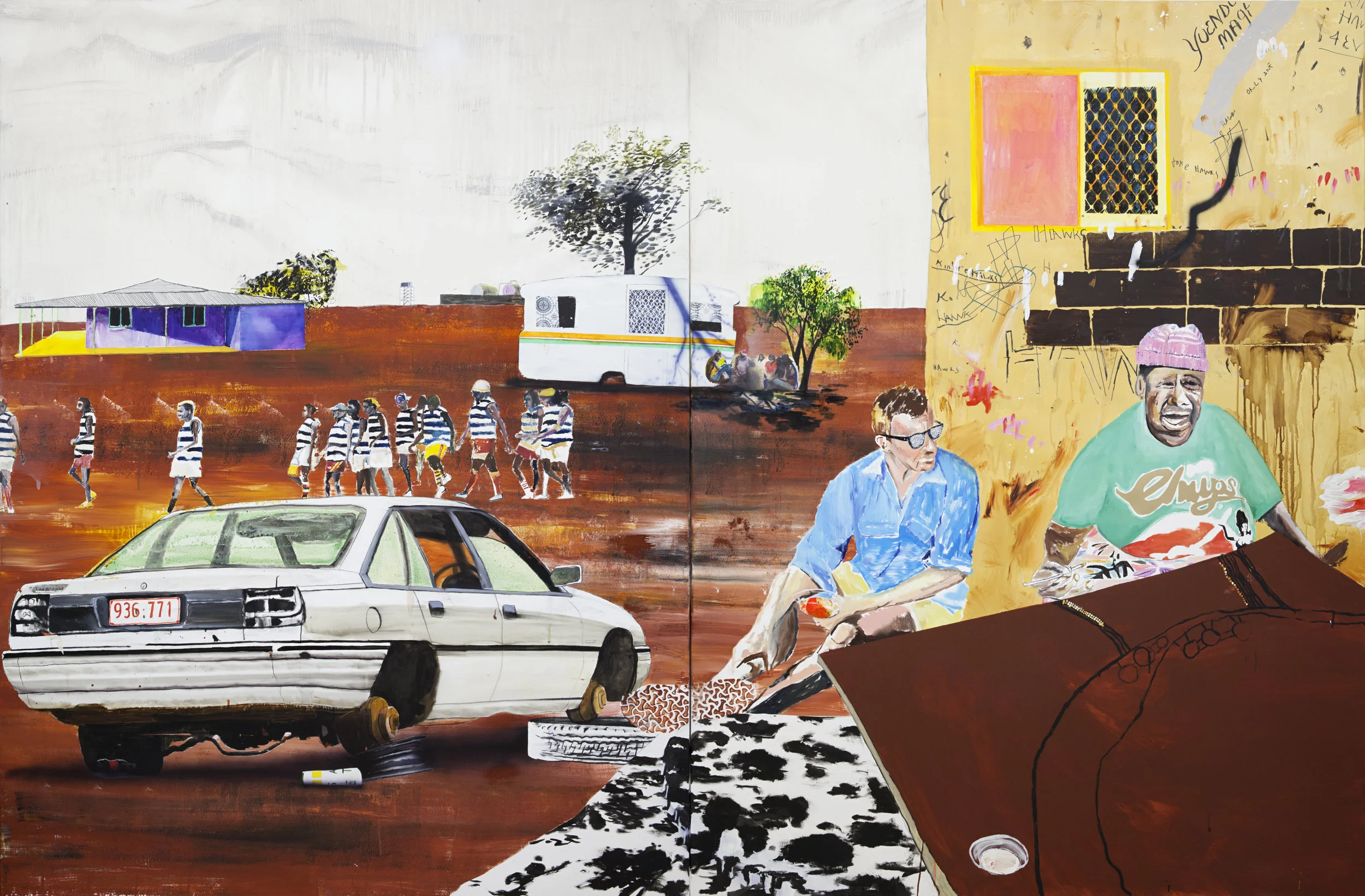 The Lucky Country? Acrylic, oil and enamel on linen. 200 x 300 cm 2018