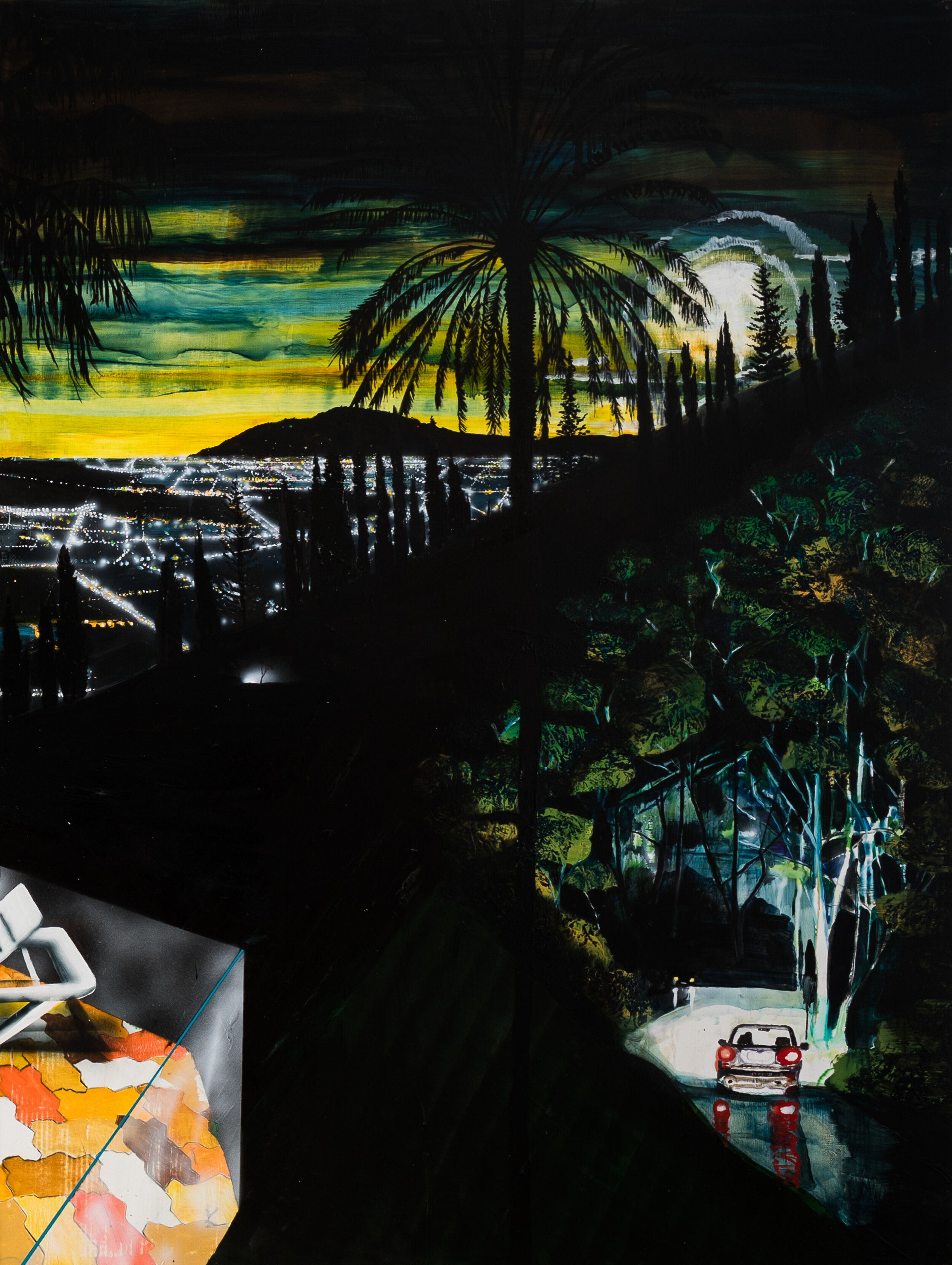   On the edge is where it happens  Acrylic, oil and automotive enamel on linen 200 x 150cm 