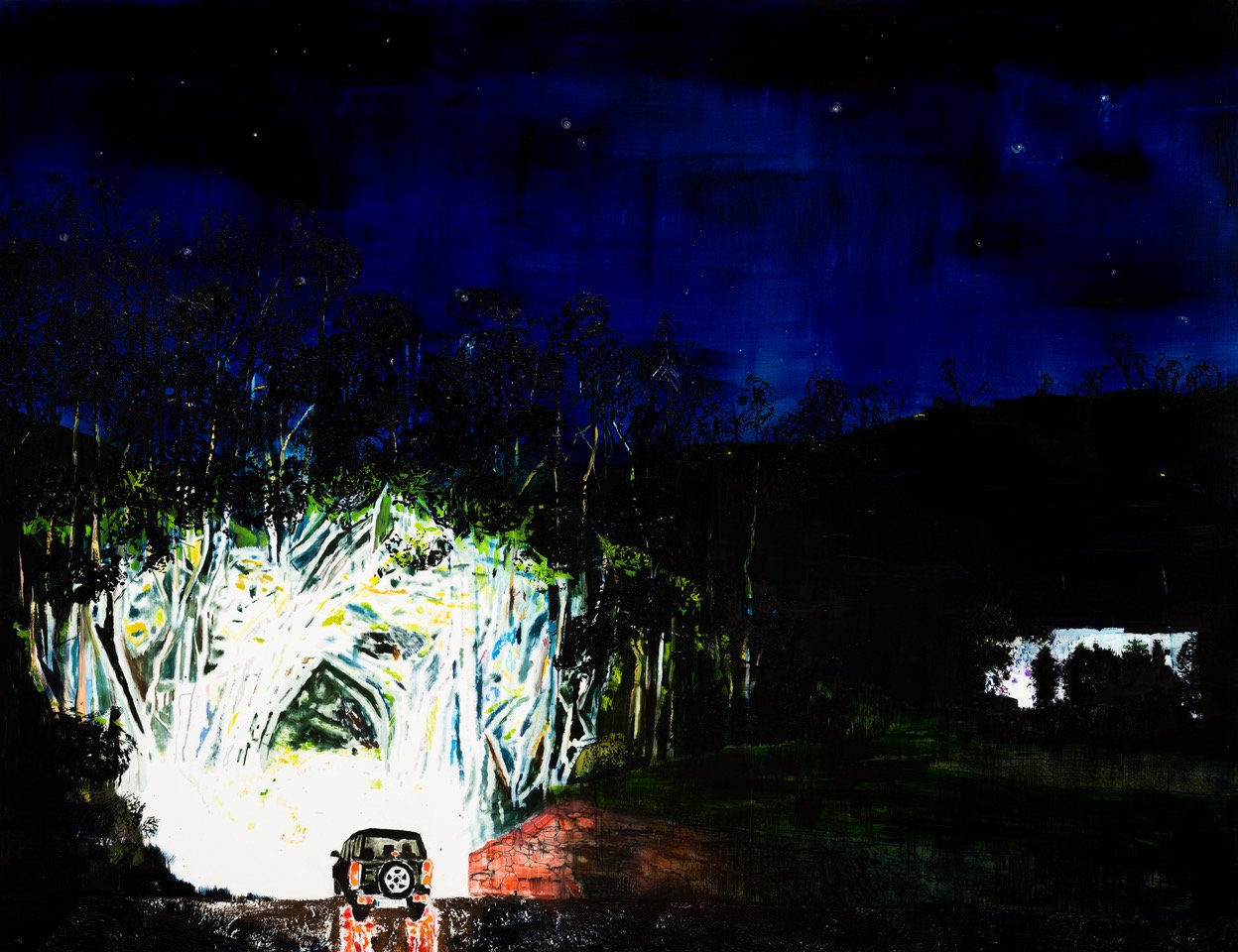   Home and away (iv), 2021  Acrylic, oil and automotive paint on linen  200 x 260cm 