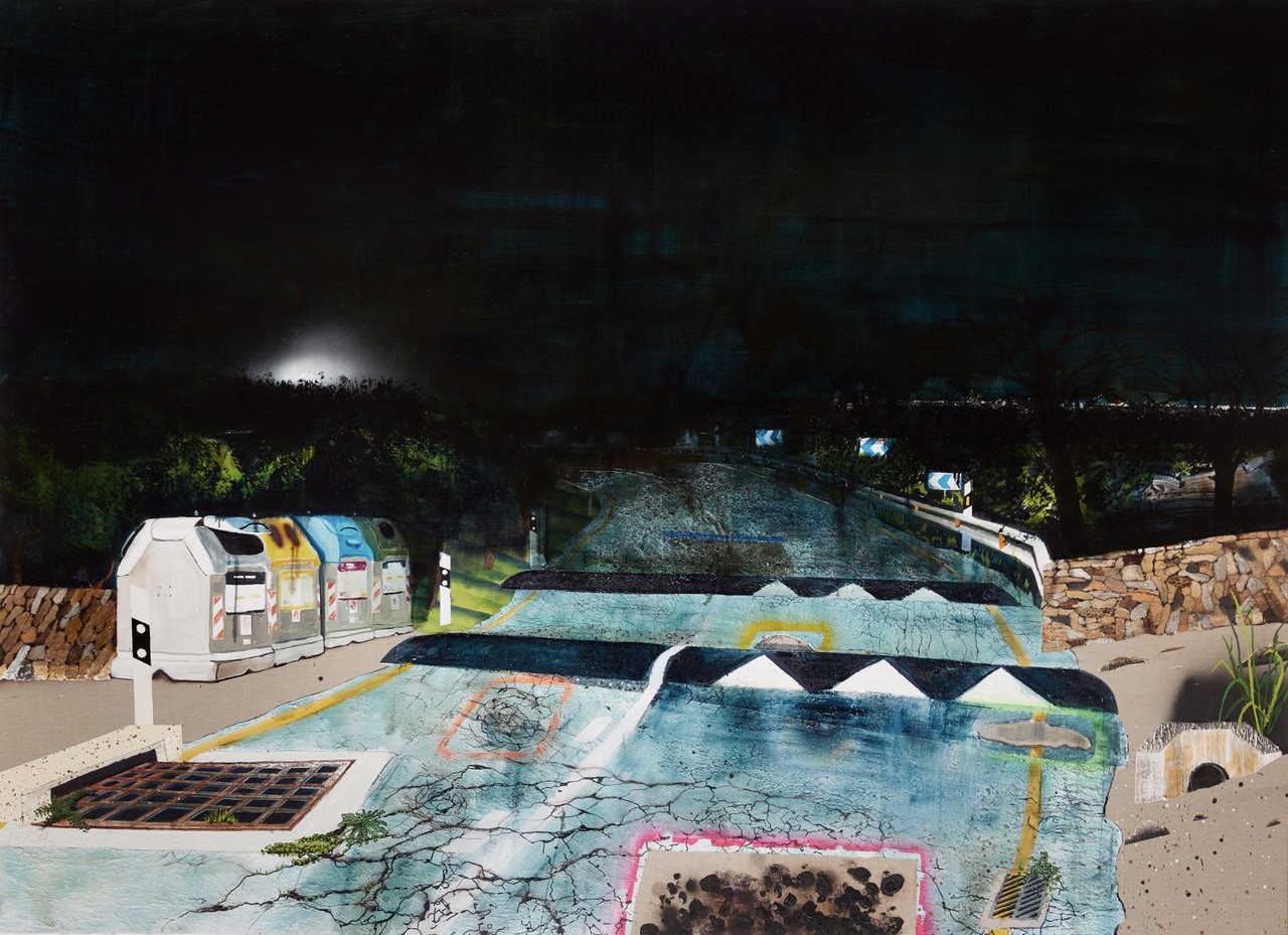   Night thoughts, 2021-22  Acrylic, oil and automotive enamel on linen 160 x 220cm 