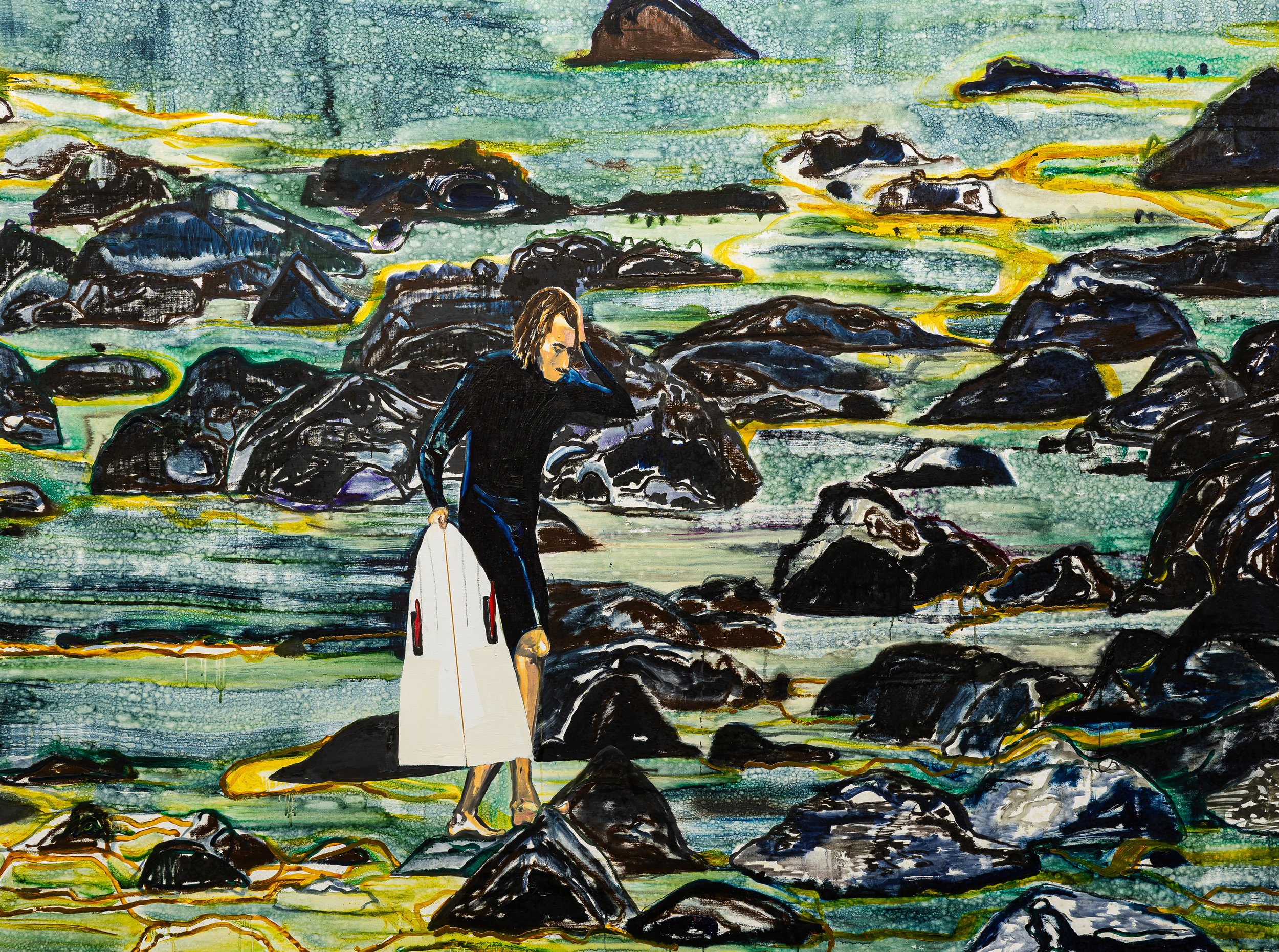 The silent scream , 2023-2024 Acrylic, oil and automotive enamel on linen 150 x 200 cm