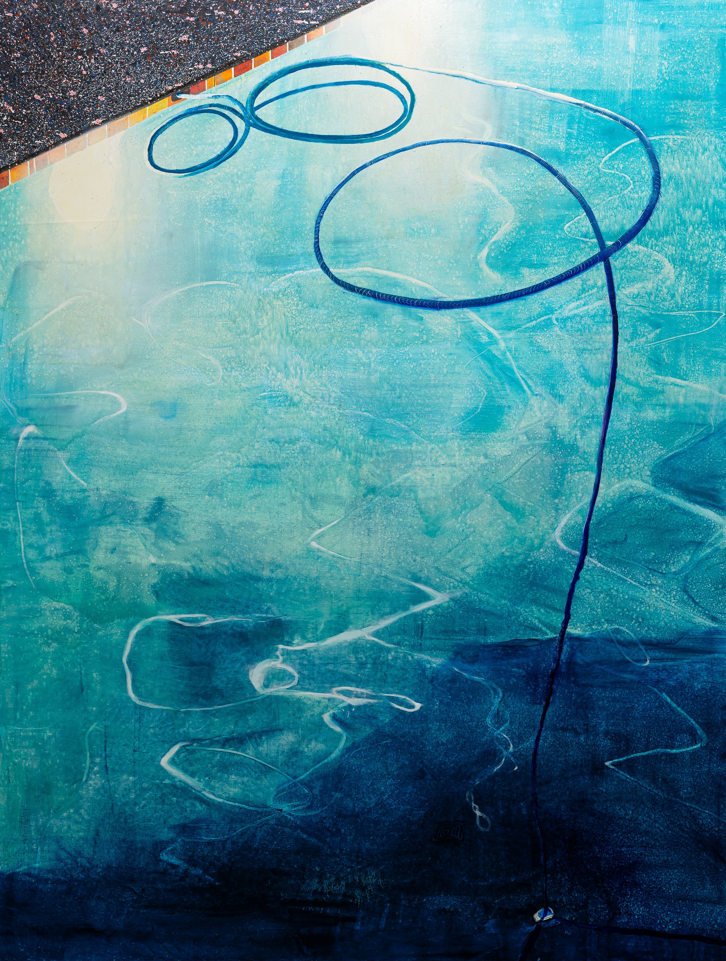 Going Under , 2024 Acrylic, oil, automotive enamel and glitter on linen 265,5 x 200 cm