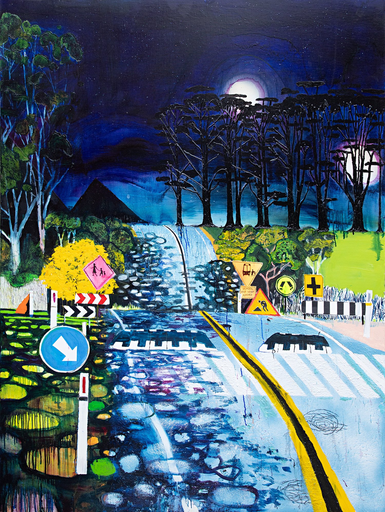The second mountain , 2023 Acrylic, oil and automotive enamel on linen 200 x 150 cm