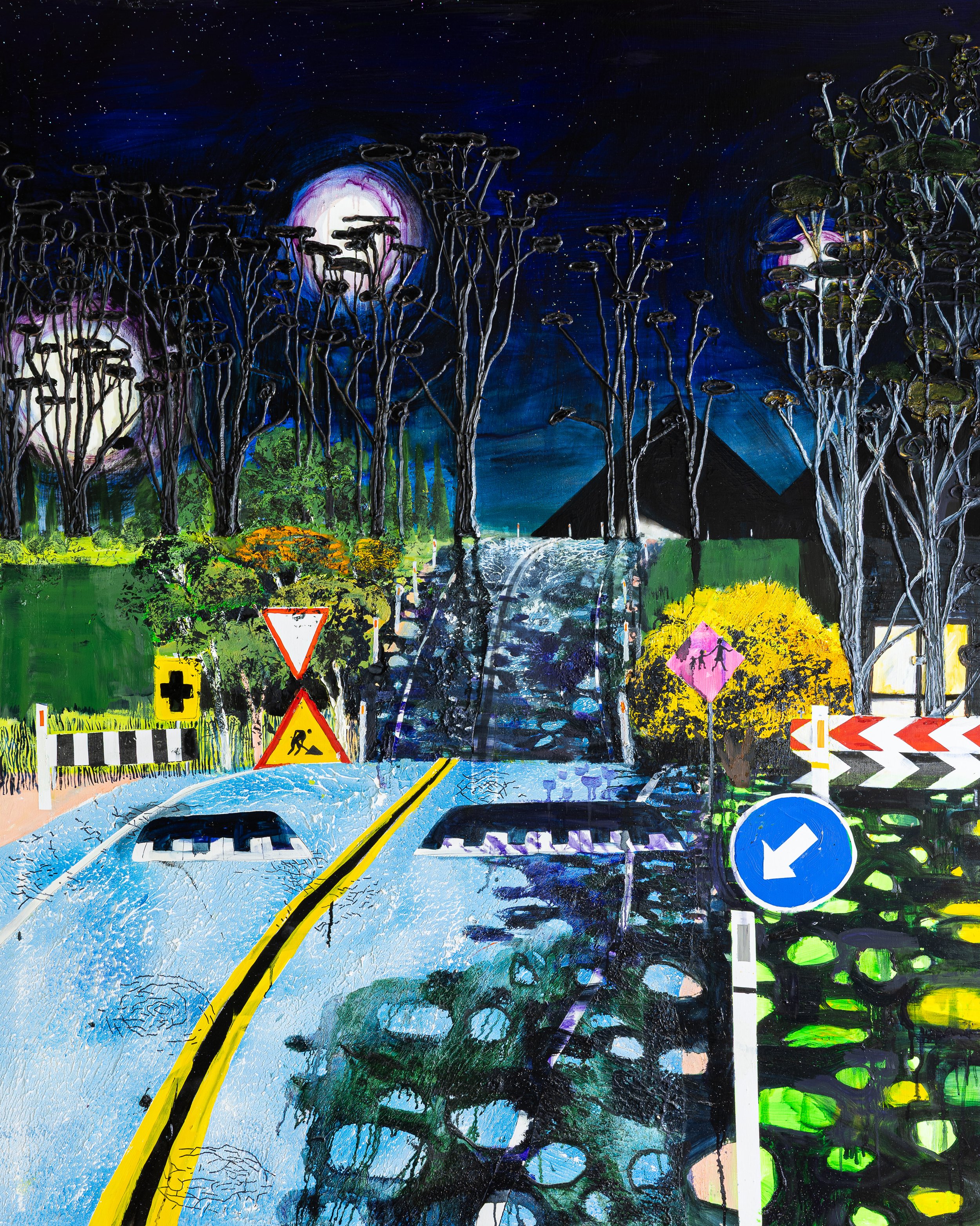 How does it feel?, 2025 Acrylic, oil automotive spray on linen 160 x 130 cm