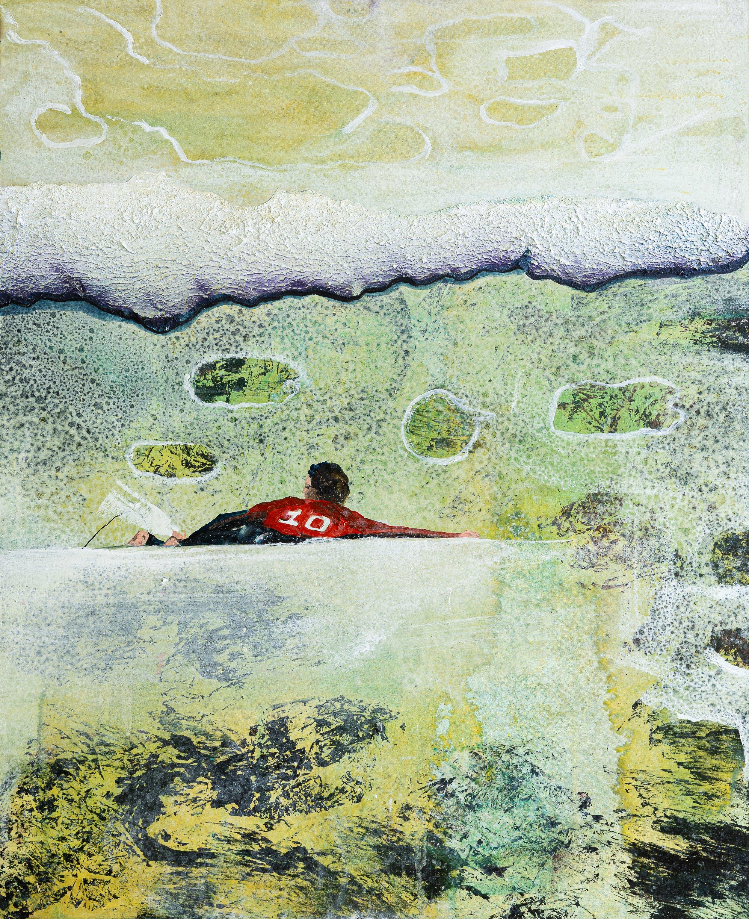 Ambition, 2025 Acrylic, oil automotive spray on linen 110 x 90 cm