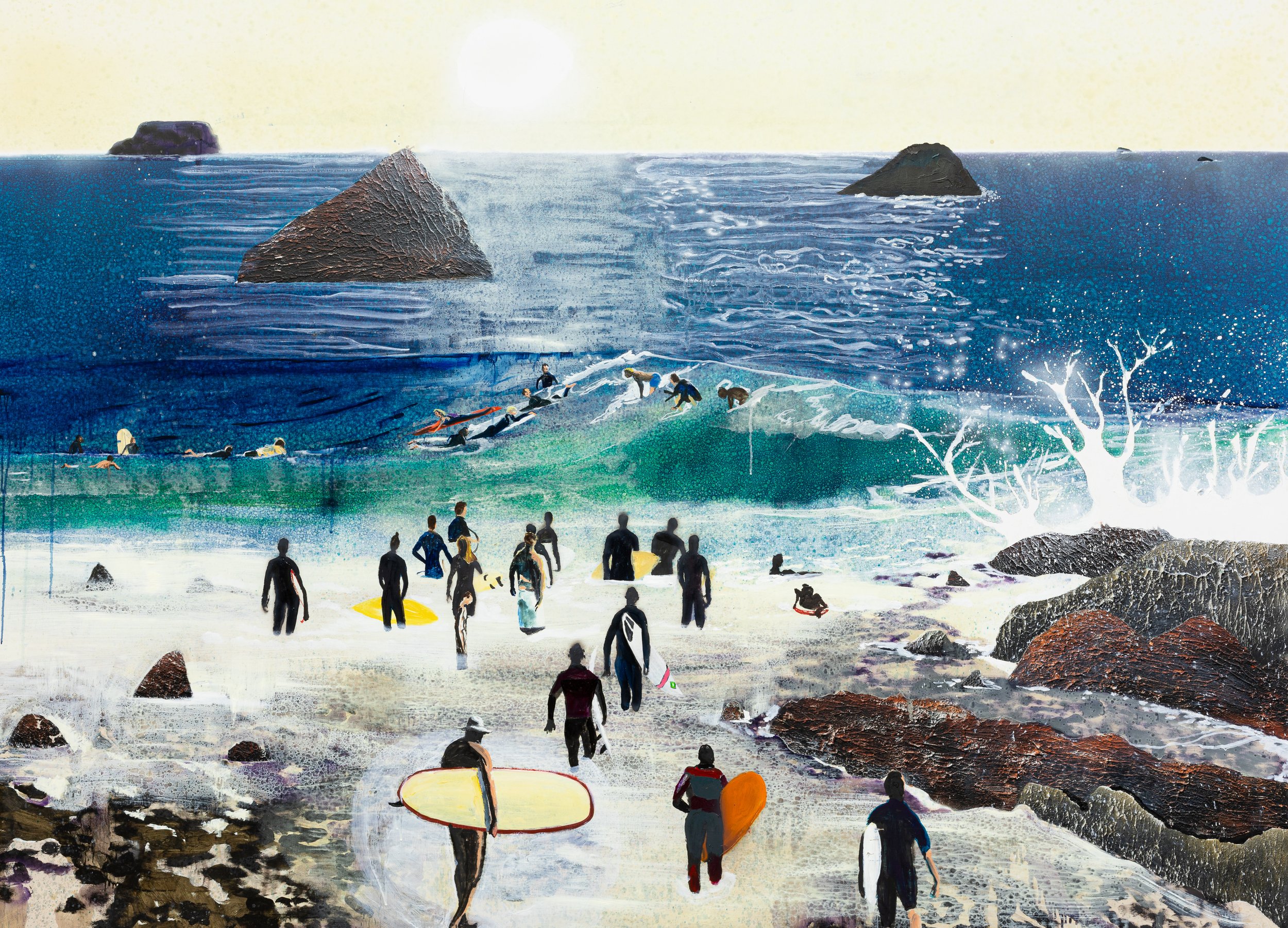 The super cycle, 2025 Acrylic, oil automotive spray on linen 160 x 220 cm