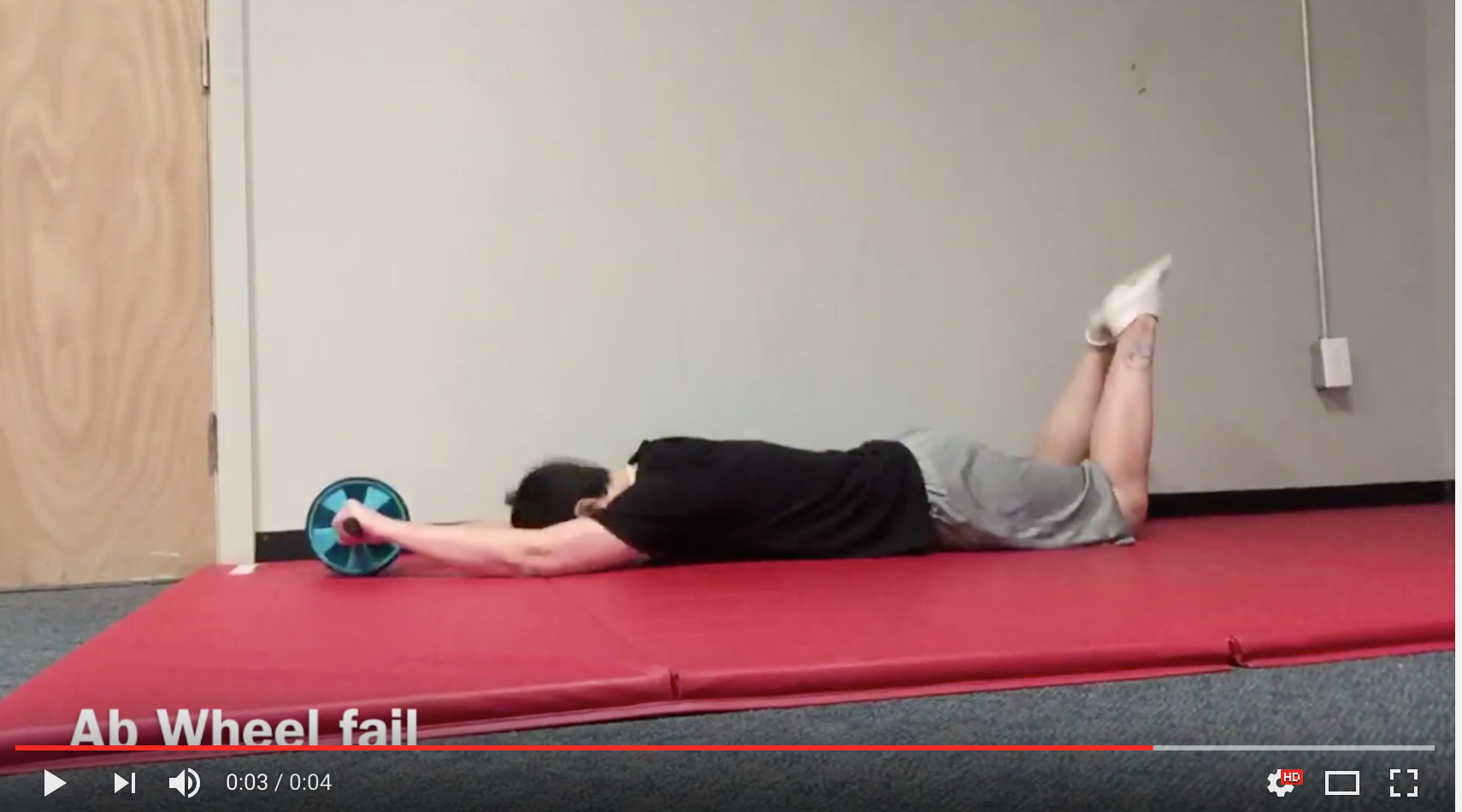 Somedays you just face plant onto a nasty gym mat with the ab wheel. It happens. 