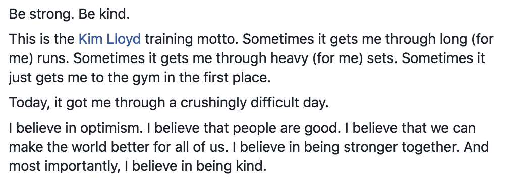 A distance client wrote this on my Facebook page yesterday. This. Kindness. Yes, this. 