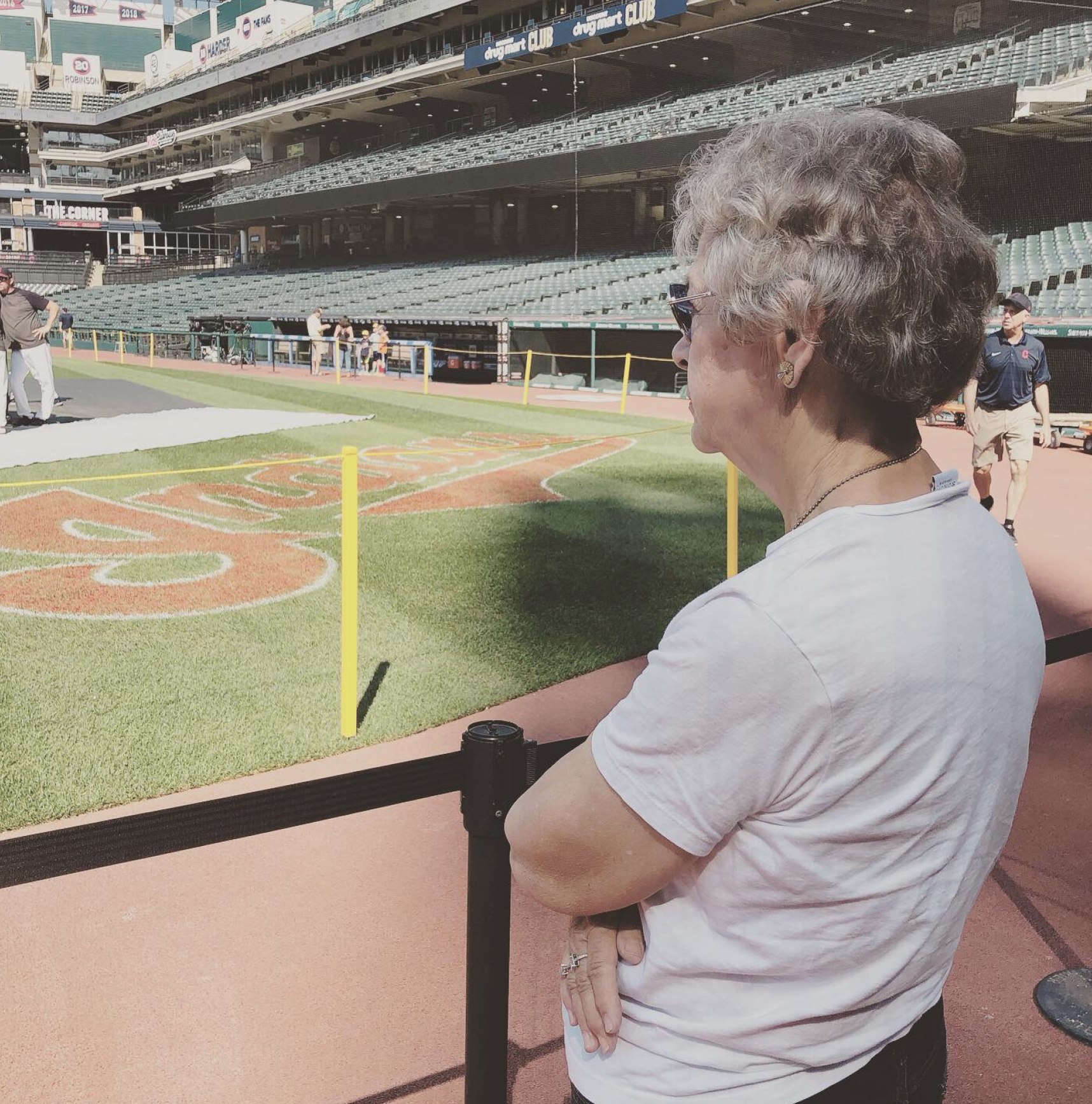 My mom hanging out with me at BP practice before the Cleveland Indians game in July. She’s not too old to do anything, I promise you that.