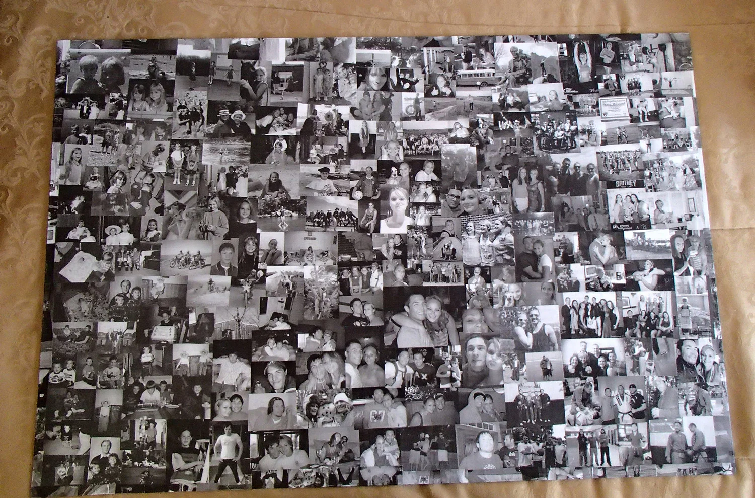 First dimension and base layer; chronologically collaged images of the couple from birth through the last ten years they have spent building a life together. 