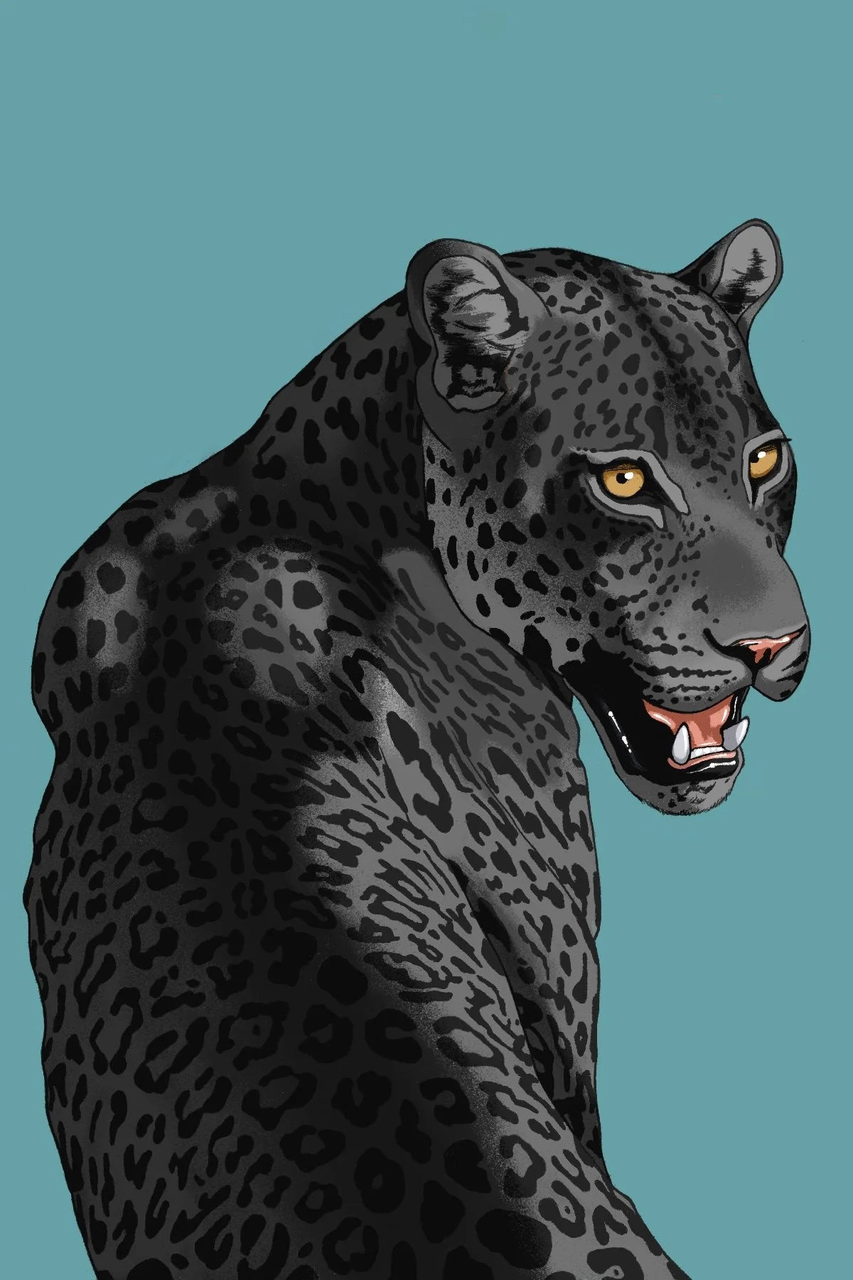 Black Leopard - 4x6 in. - Procreate - 2022