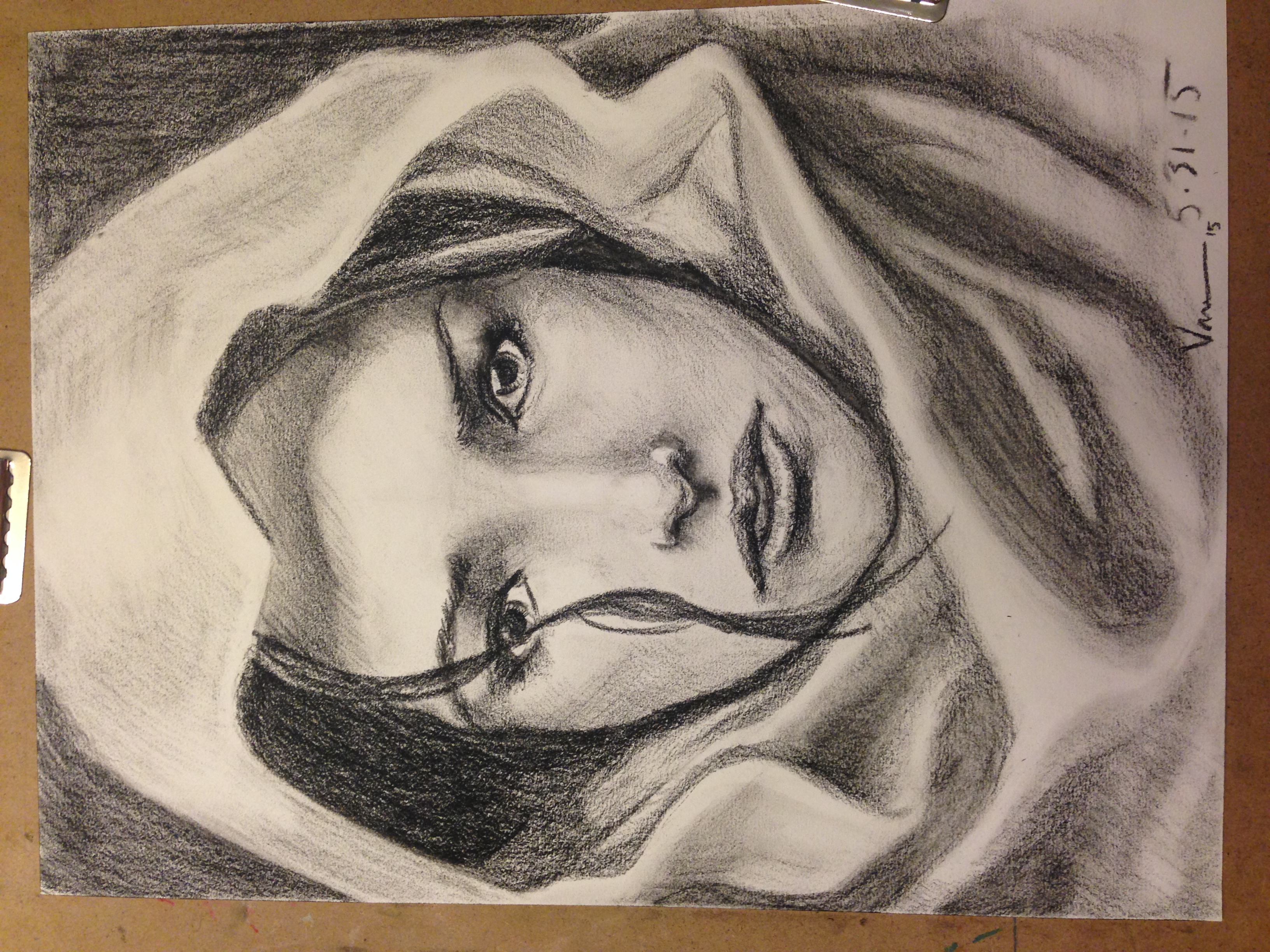 Charcoal portrait. Nitram charcoal on Canson Mi-Teintes. 