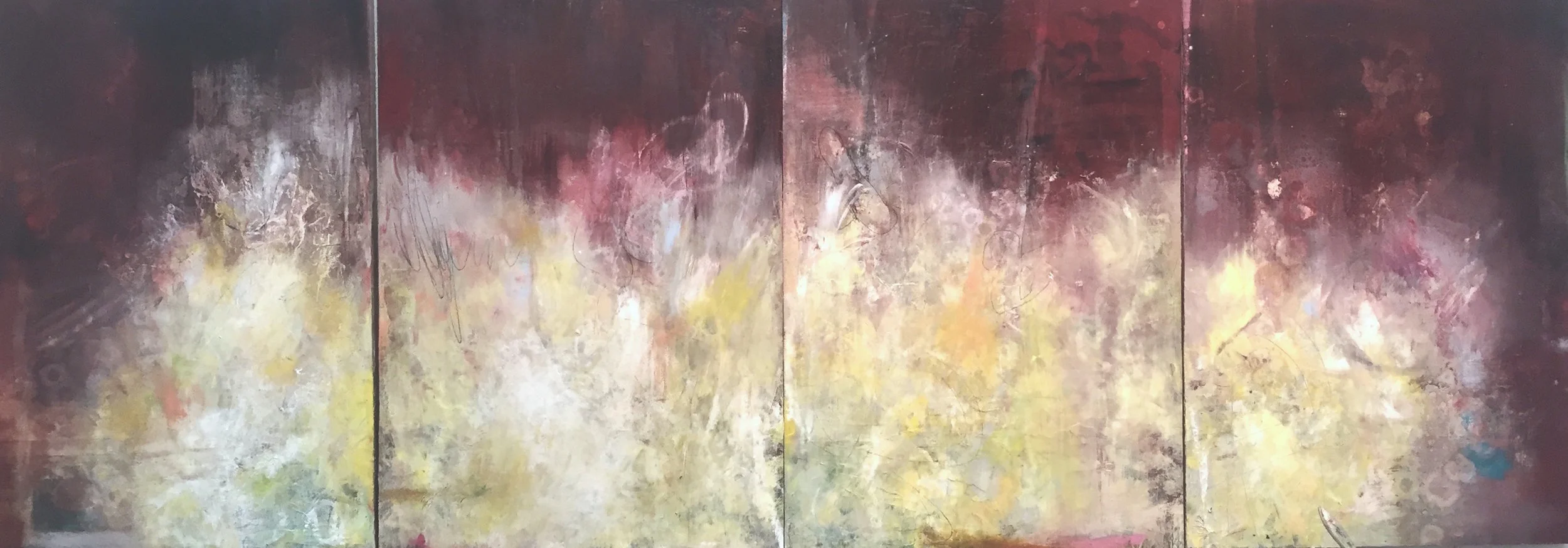 The Wave, oil mediums on panels, 35x94, 2018