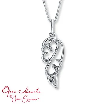Open Hearts Necklace 1/20 ct tw Diamonds Sterling Silver Secured with a lobster clasp. Diamond Total Carat Weight may range from .04 - .06 carats.