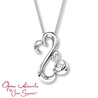 Open Hearts Family Necklace Sterling Silver A sterling silver Open Heart design is nestled within a larger Open Heart in this memorable family necklace.