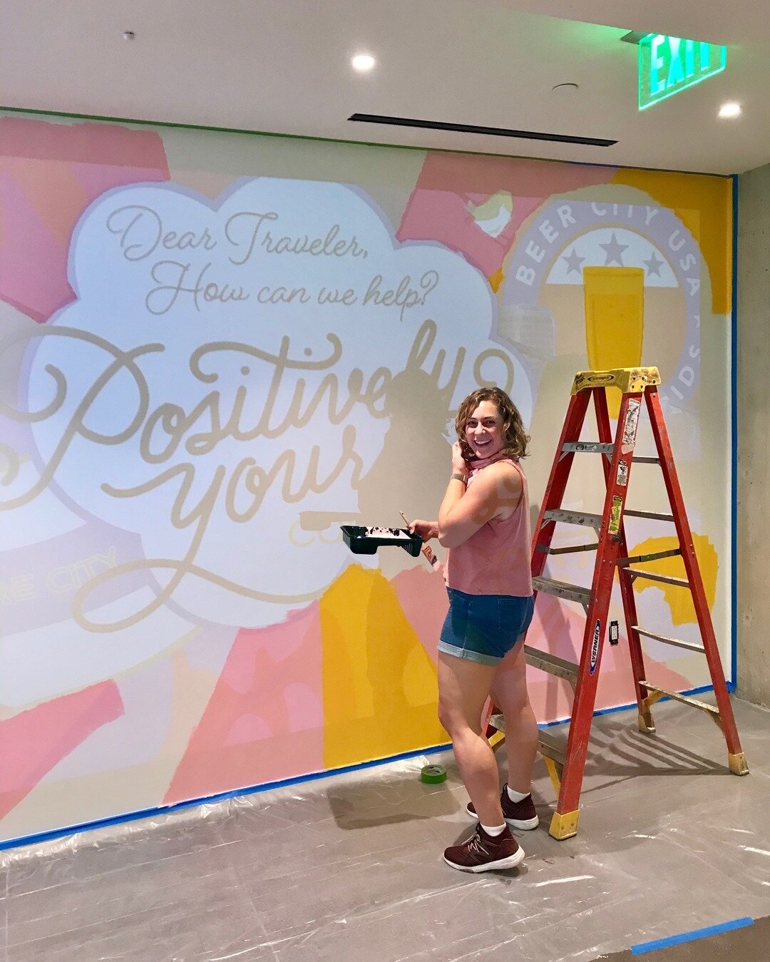 In progress @canopygrandrapids -- and yes, this was from a few months ago when it was WARM. Not quite ready for the cold, but here we go Chicago. #chicagomurals #chicagoartist #muralartists #ladieswhopaint #muralsofinstagram