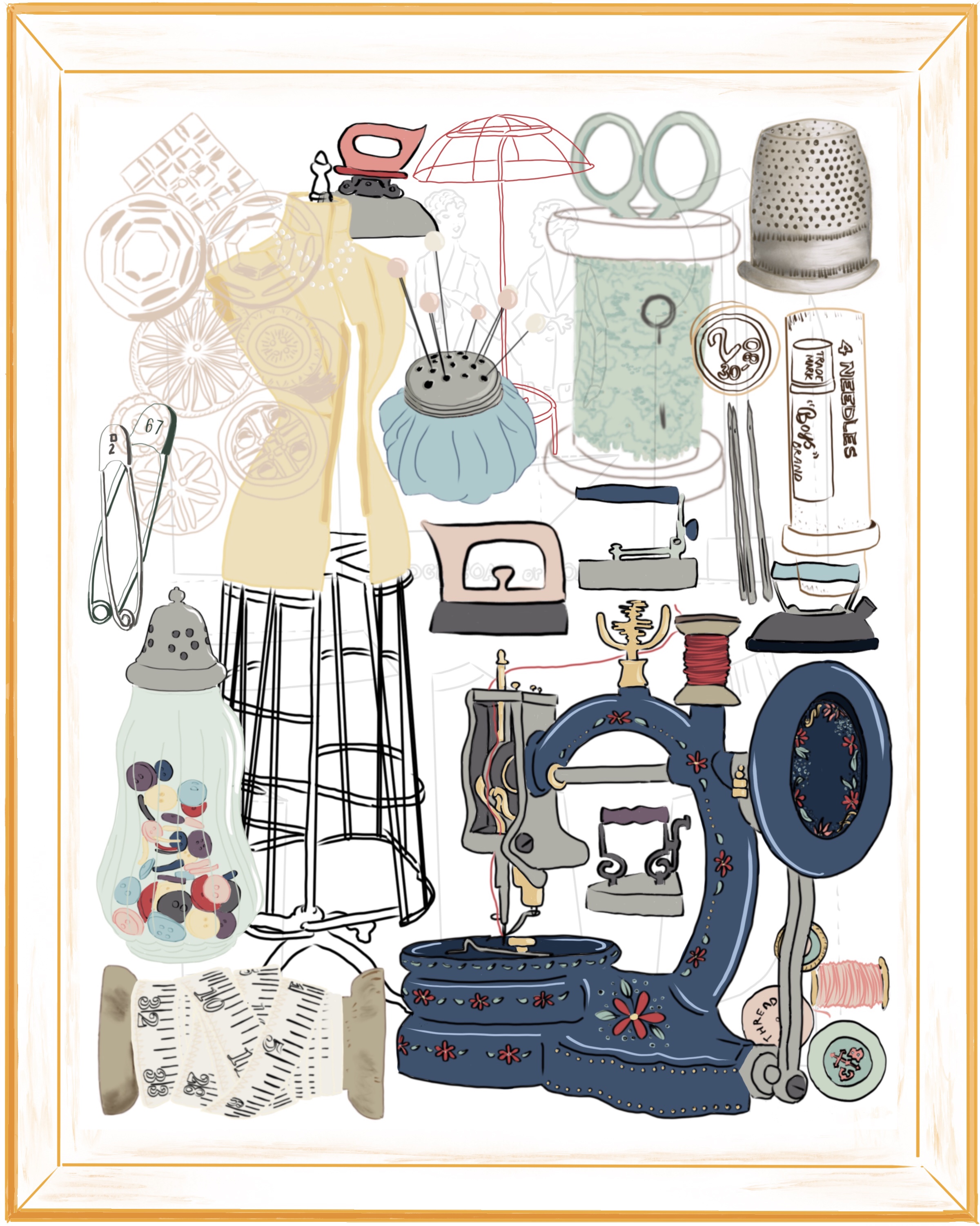 Sewing Collage Tray 2018