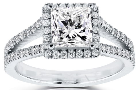 Princess Diamond Halo Split Shank Ring 1.18 CTW in 14k White Gold.png