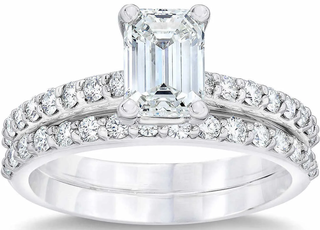 Emerald Cut 2.67 ctw VS1 Clarity, G Color Diamond Platinum Wedding Set.jpg