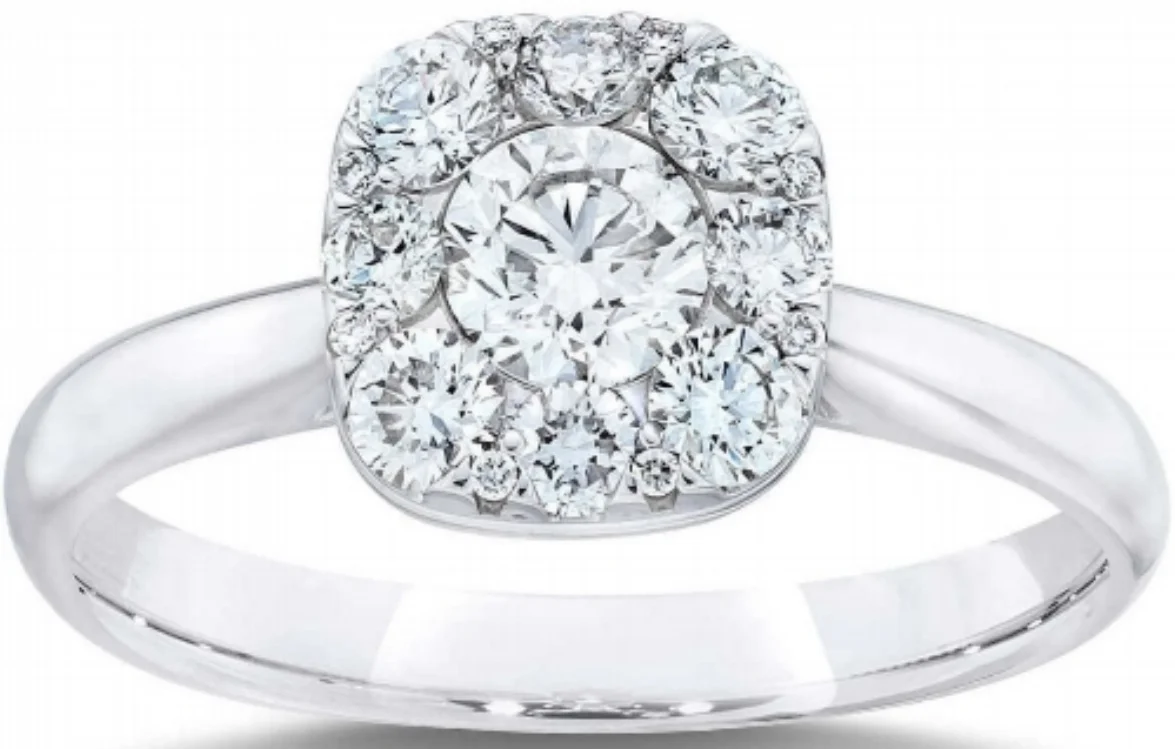 Round Brilliant 0.71 ctw VS2 Clarity, I Color Diamond 14kt White Gold Cushion Shape Ring .jpg