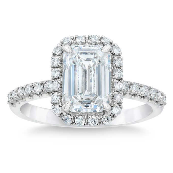 Emerald Cut 1.91 ctw VS1 Clarity, H Color Diamond Platinum Halo Ring.jpeg